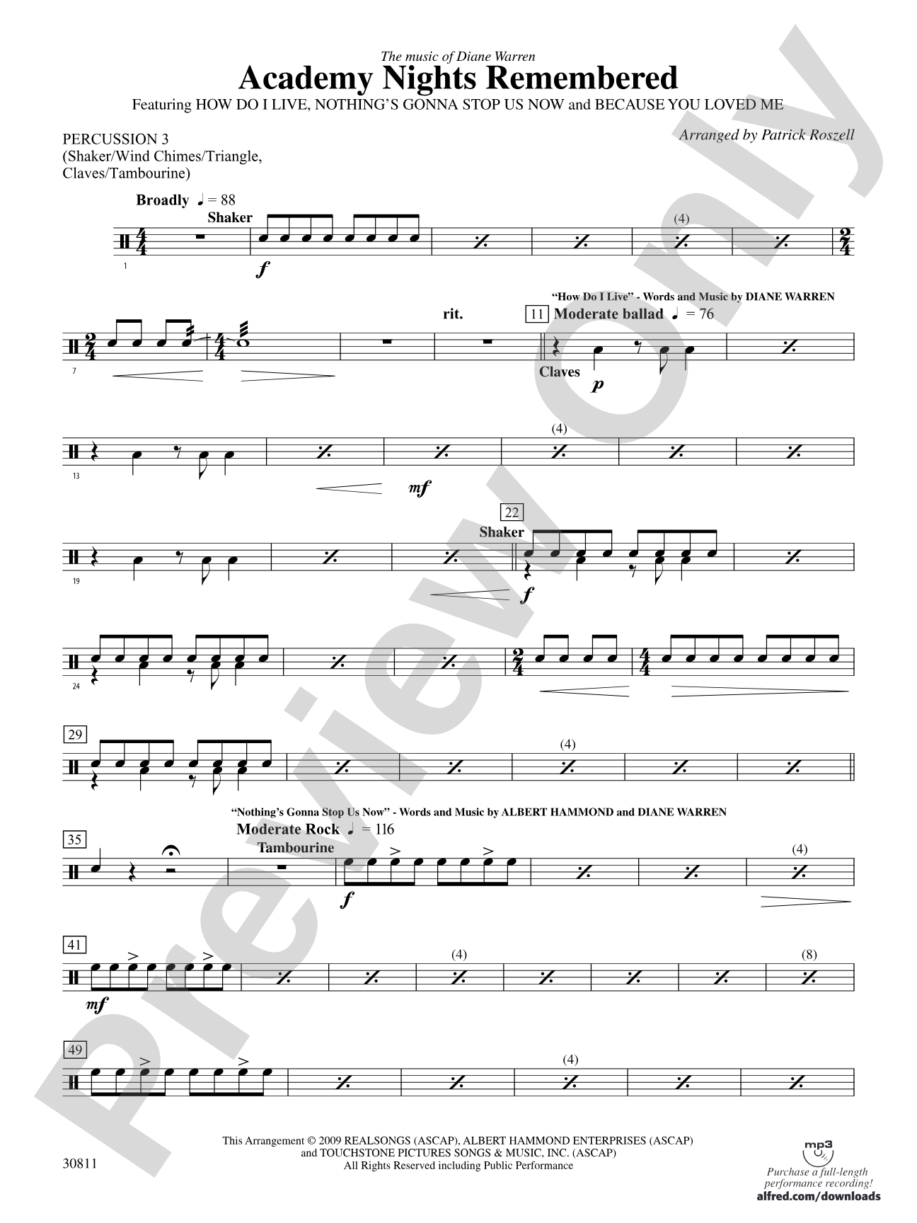 Academy Nights Remembered (The Music of Diane Warren): 3rd Percussion