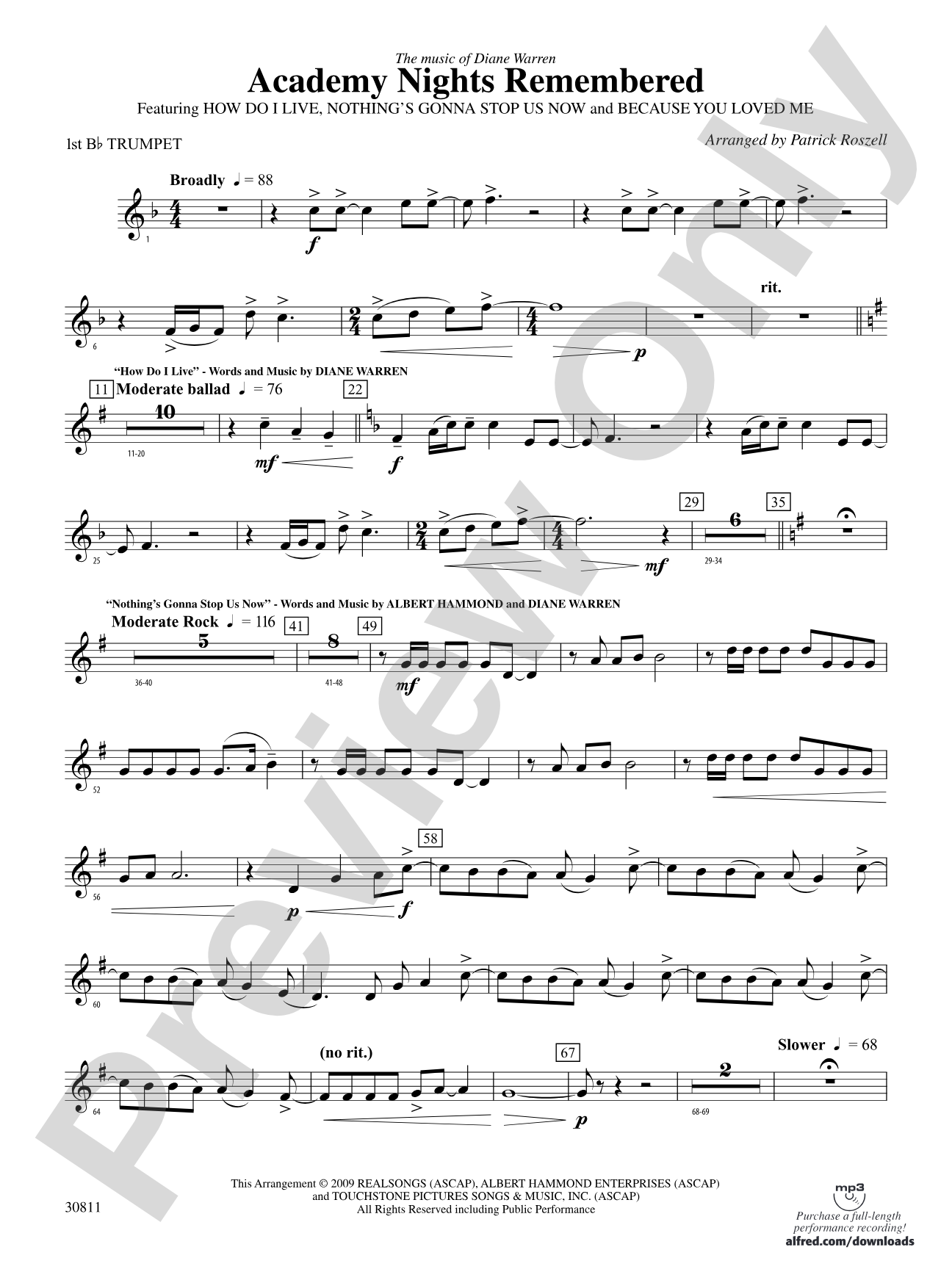 Academy Nights Remembered (The Music of Diane Warren): 1st B-flat Trumpet