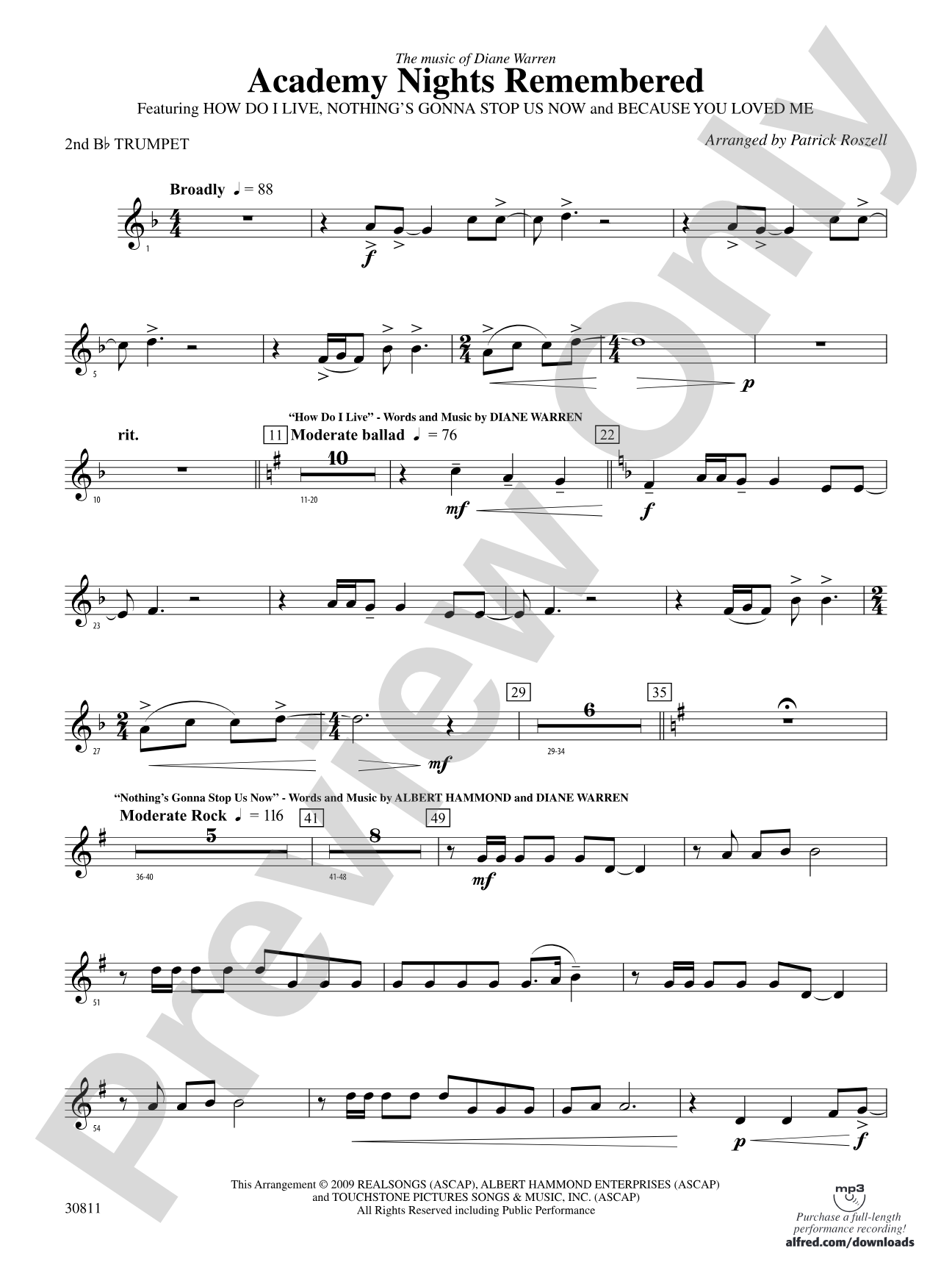 Academy Nights Remembered (The Music of Diane Warren): 2nd B-flat Trumpet