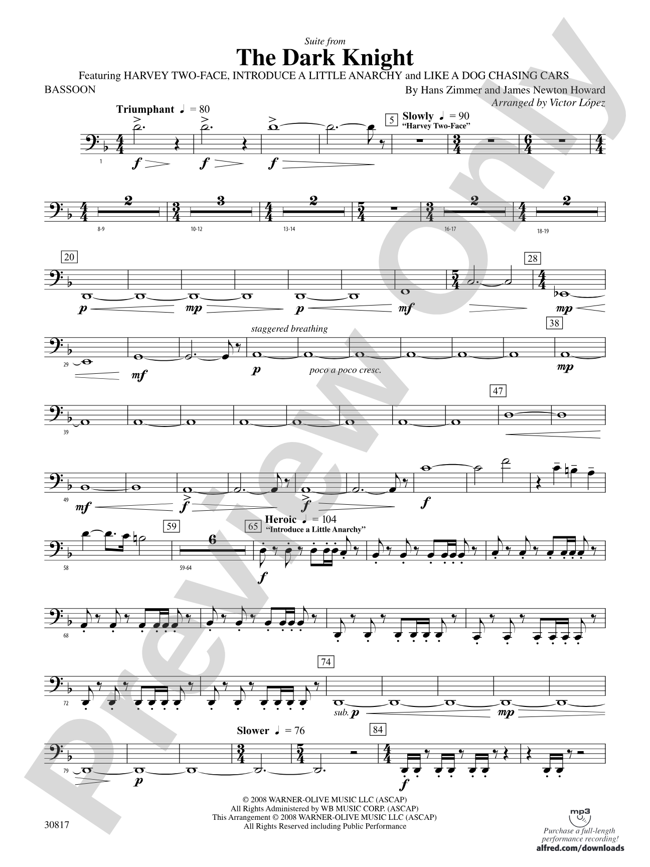 The Dark Knight, Suite from: Bassoon