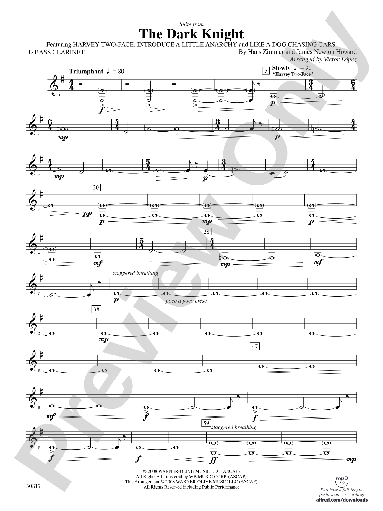 The Dark Knight, Suite from: B-flat Bass Clarinet