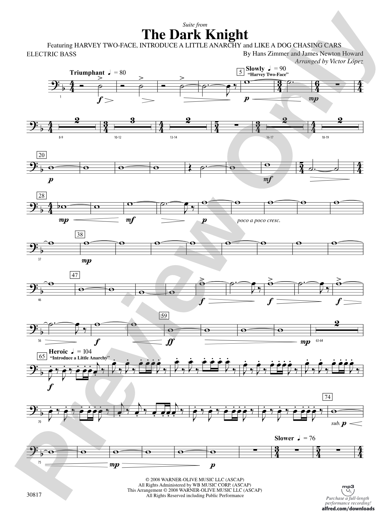 The Dark Knight, Suite from: Electric Bass
