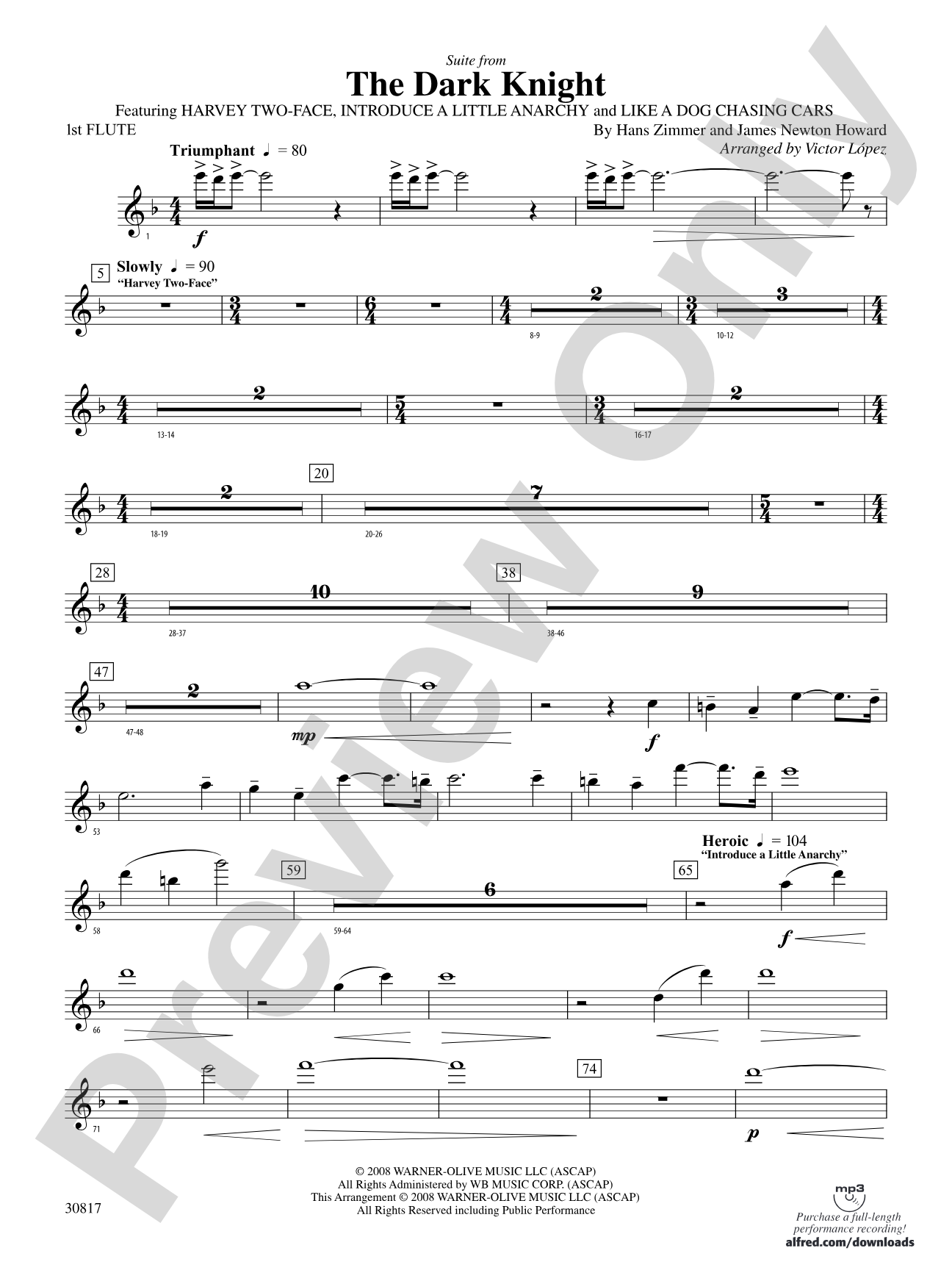 The Dark Knight, Suite from: Flute