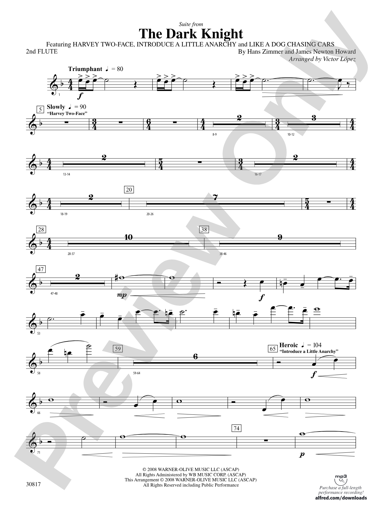 The Dark Knight, Suite from: 2nd Flute