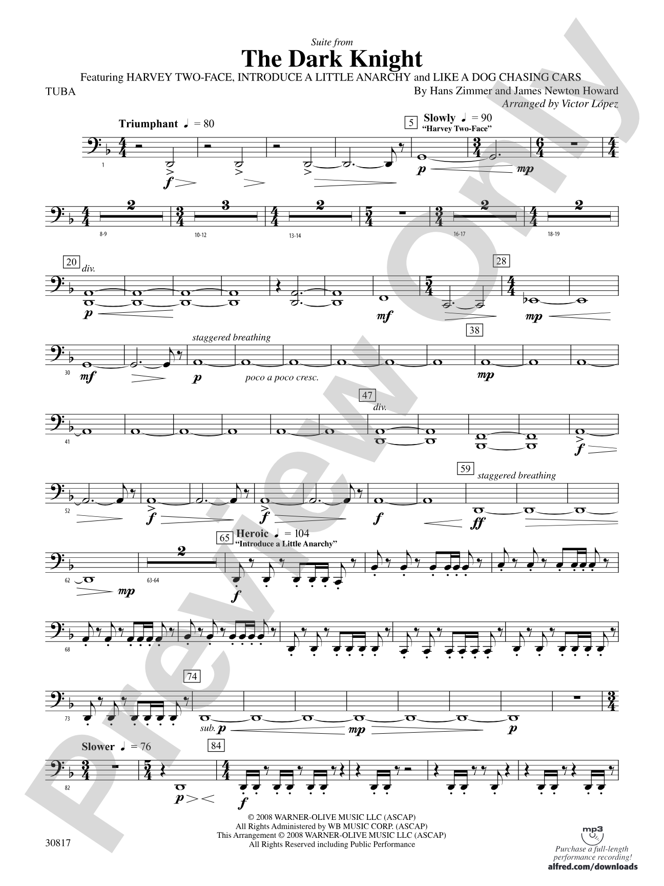 The Dark Knight, Suite from: Tuba