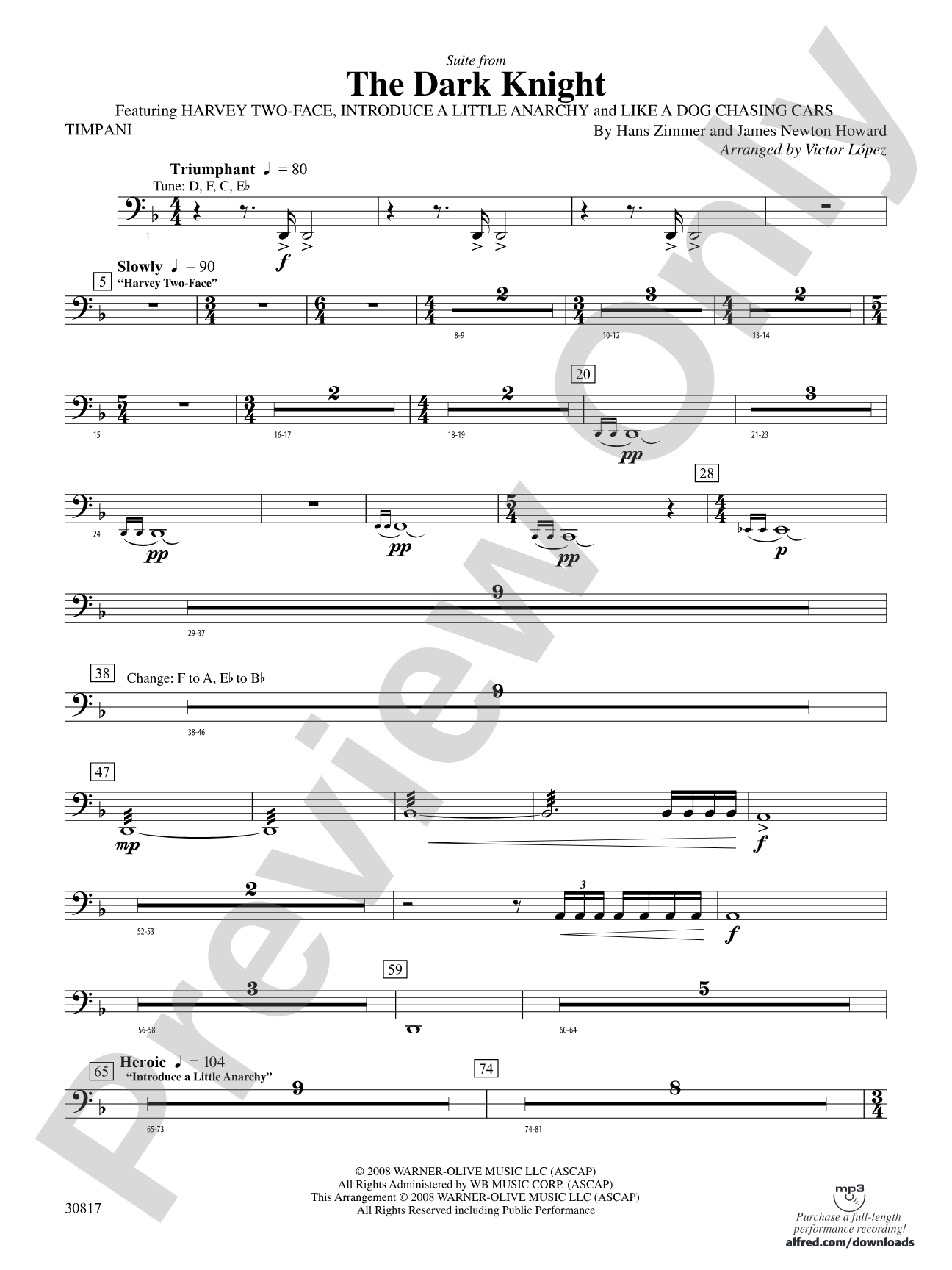 The Dark Knight, Suite from: Timpani