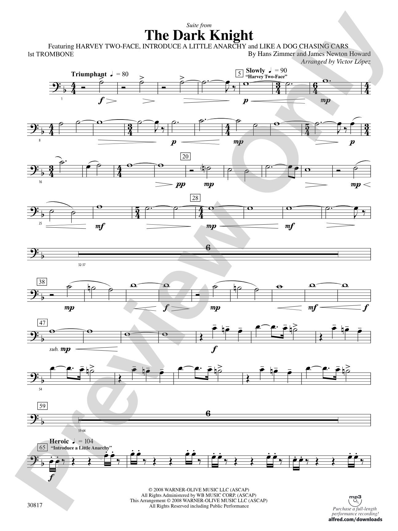 The Dark Knight, Suite from: 1st Trombone