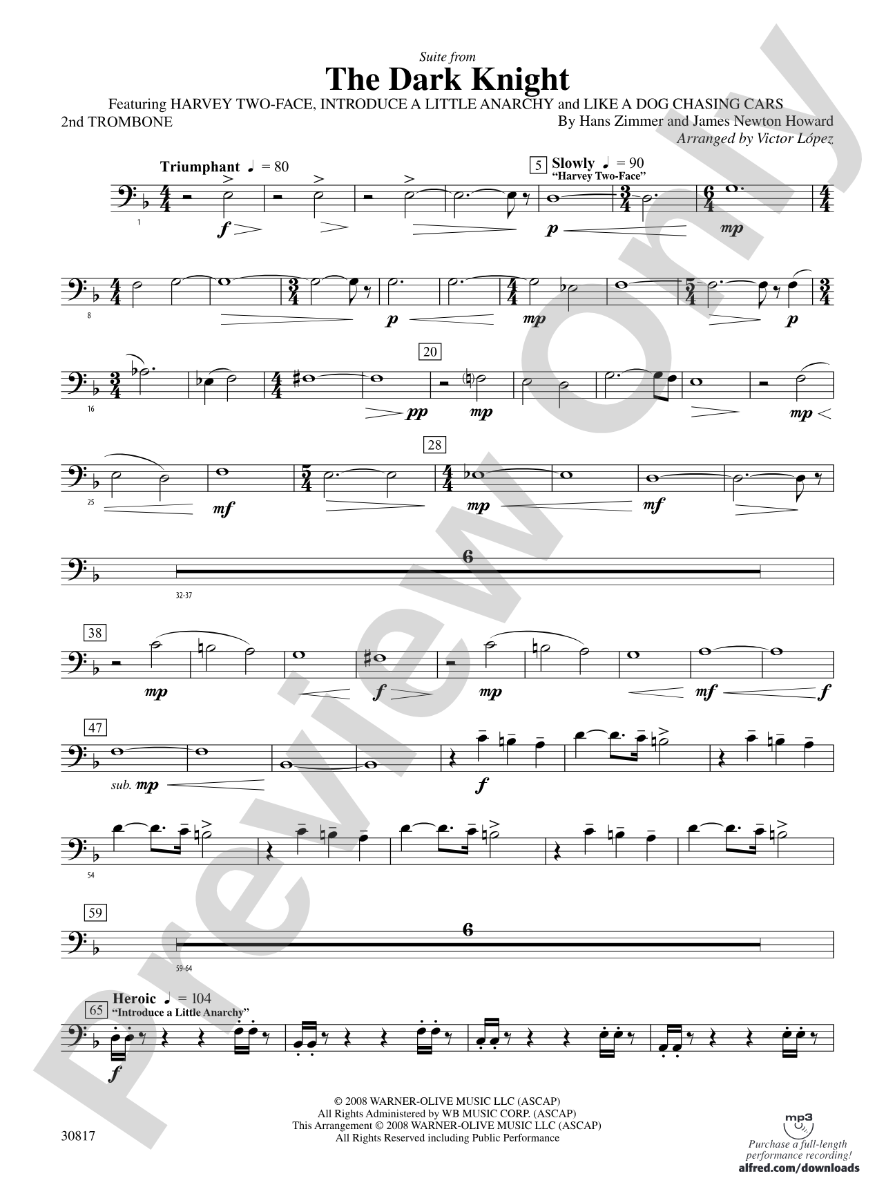 The Dark Knight, Suite from: 2nd Trombone