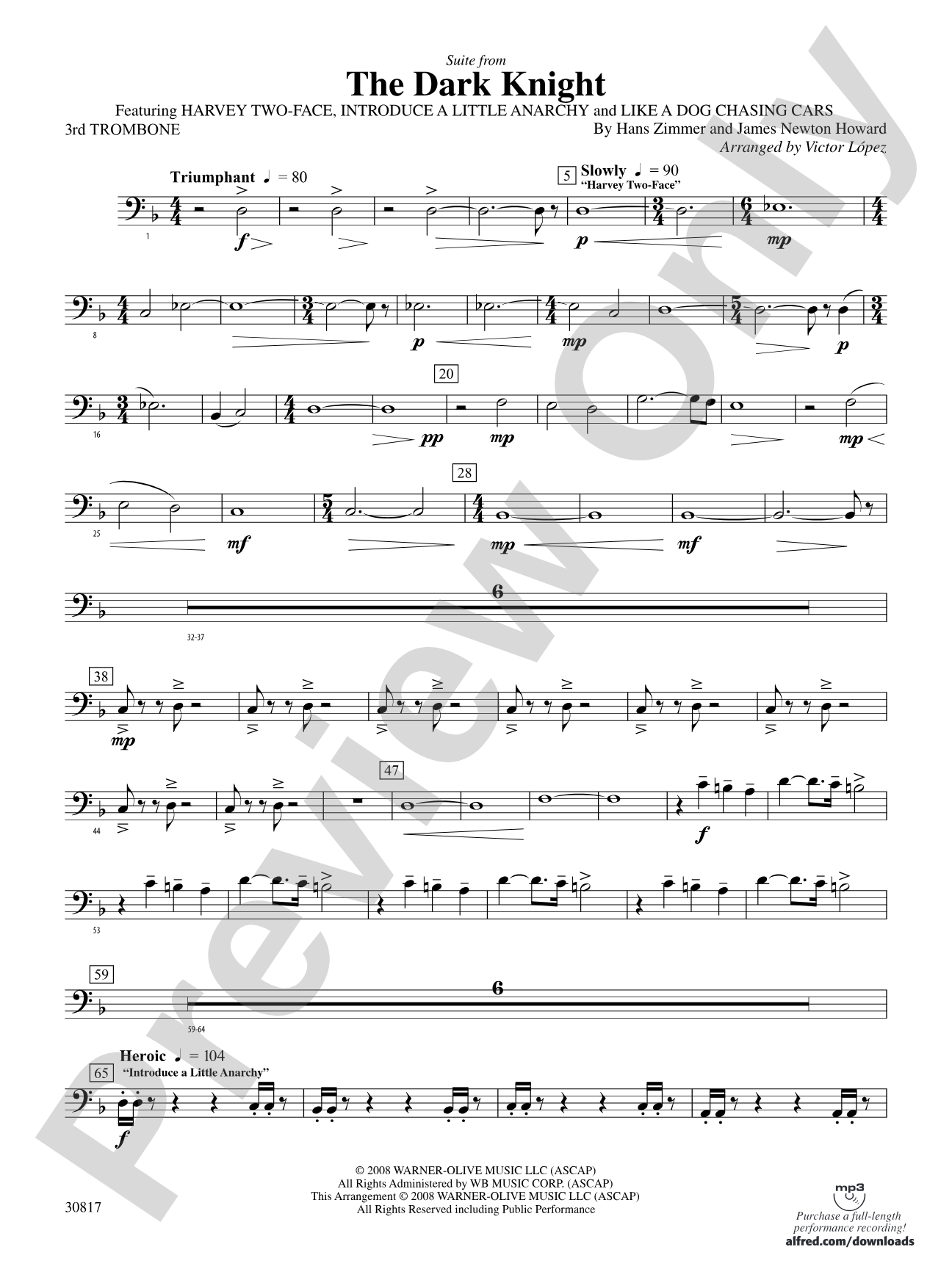 The Dark Knight, Suite from: 3rd Trombone