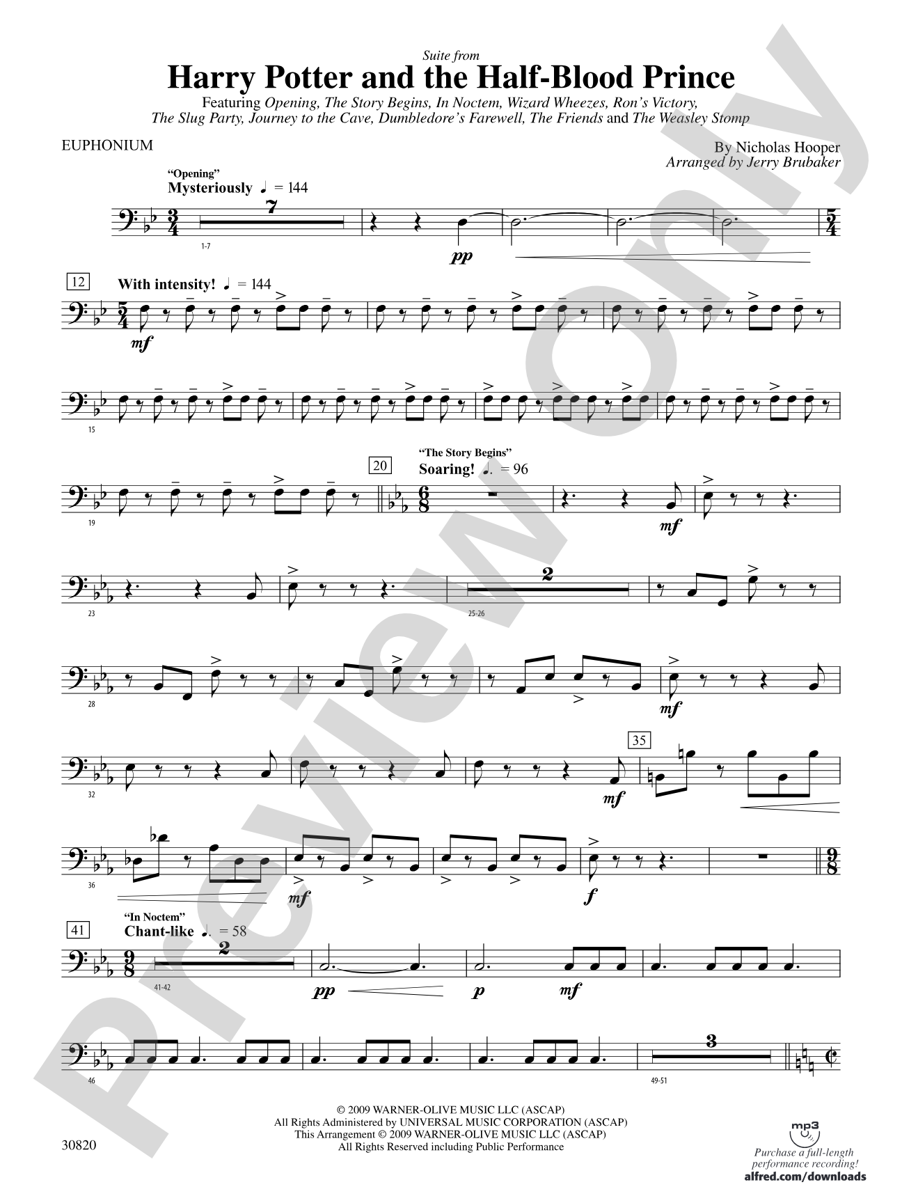 Harry Potter and the Half-Blood Prince, Suite from: Baritone B.C.