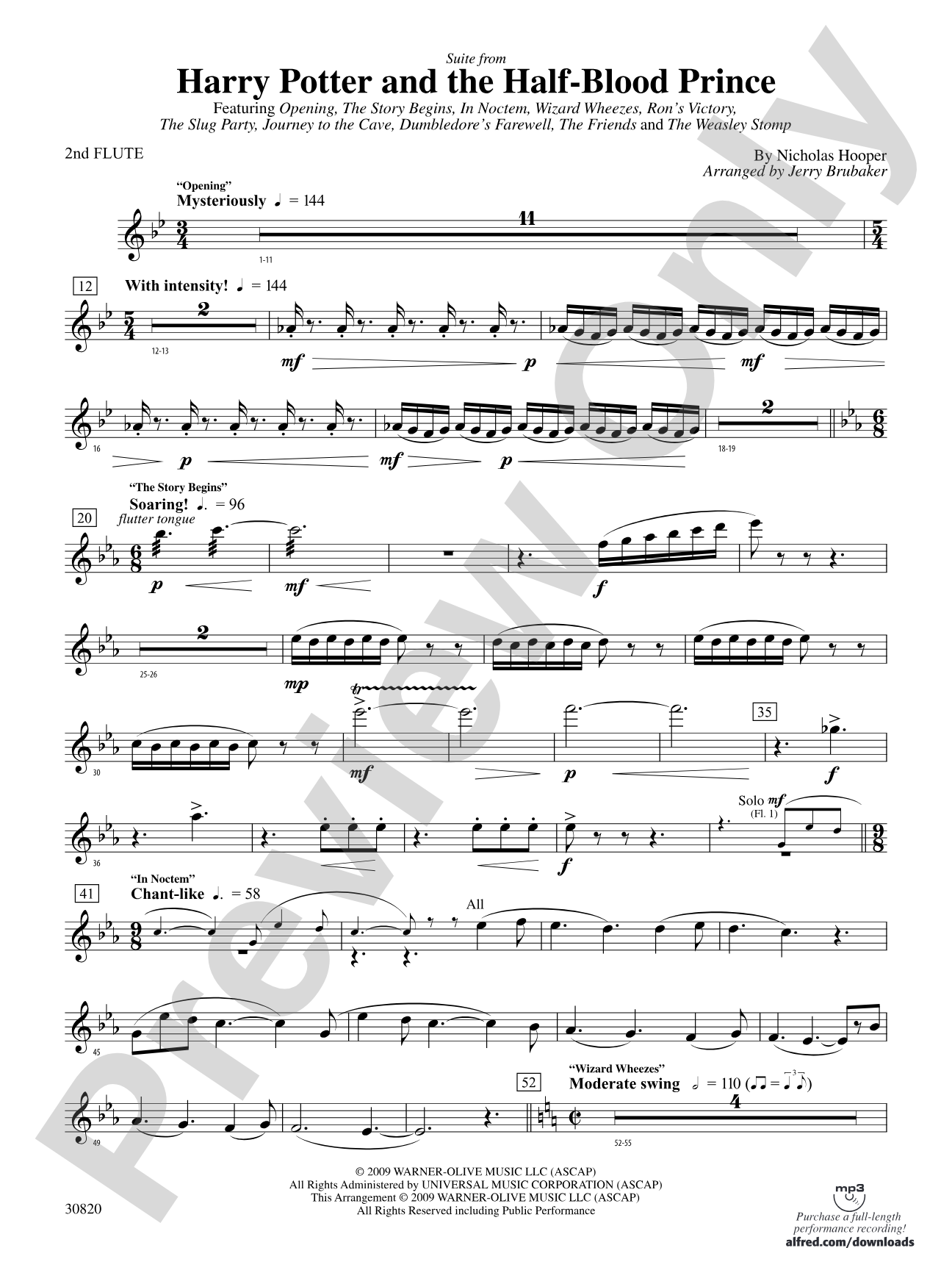 Harry Potter and the Half-Blood Prince, Suite from: 2nd Flute