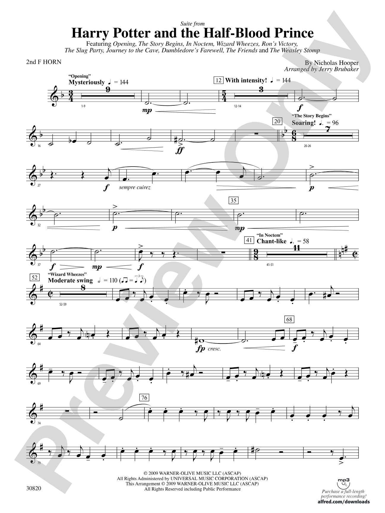 Harry Potter and the Half-Blood Prince, Suite from: 2nd F Horn