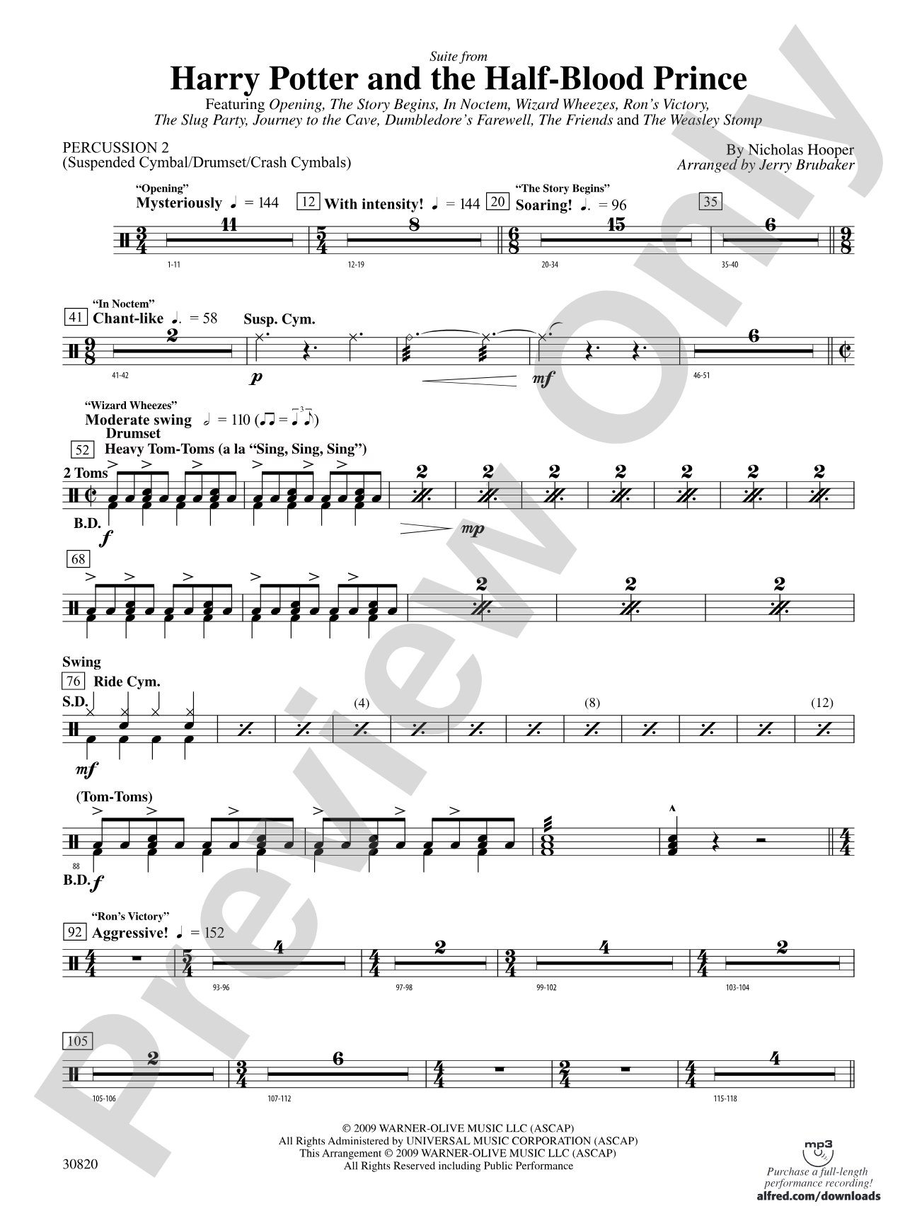 Harry Potter and the Half-Blood Prince, Suite from: 2nd Percussion
