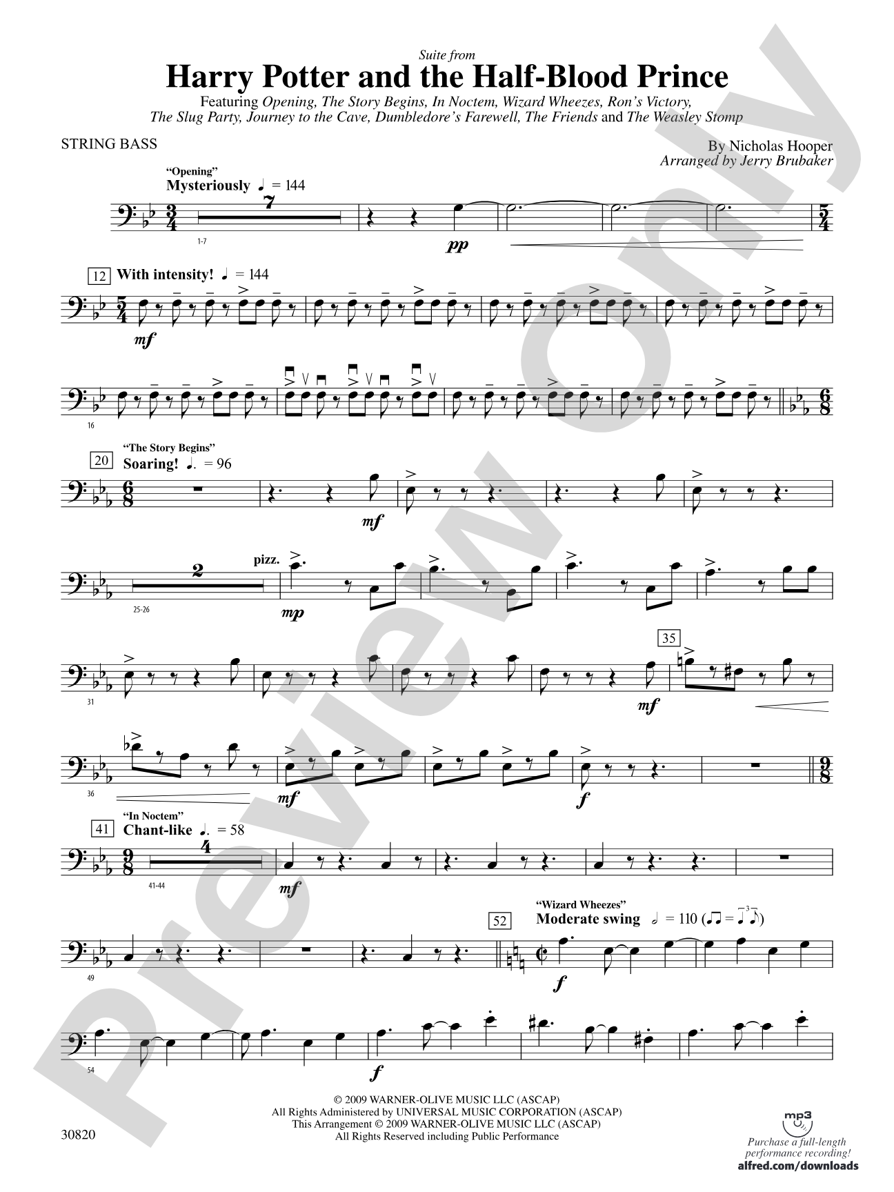 Harry Potter and the Half-Blood Prince, Suite from: String Bass
