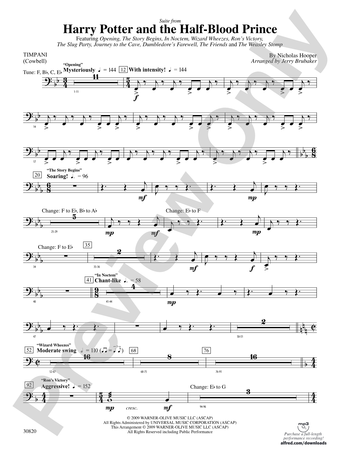 Harry Potter and the Half-Blood Prince, Suite from: Timpani