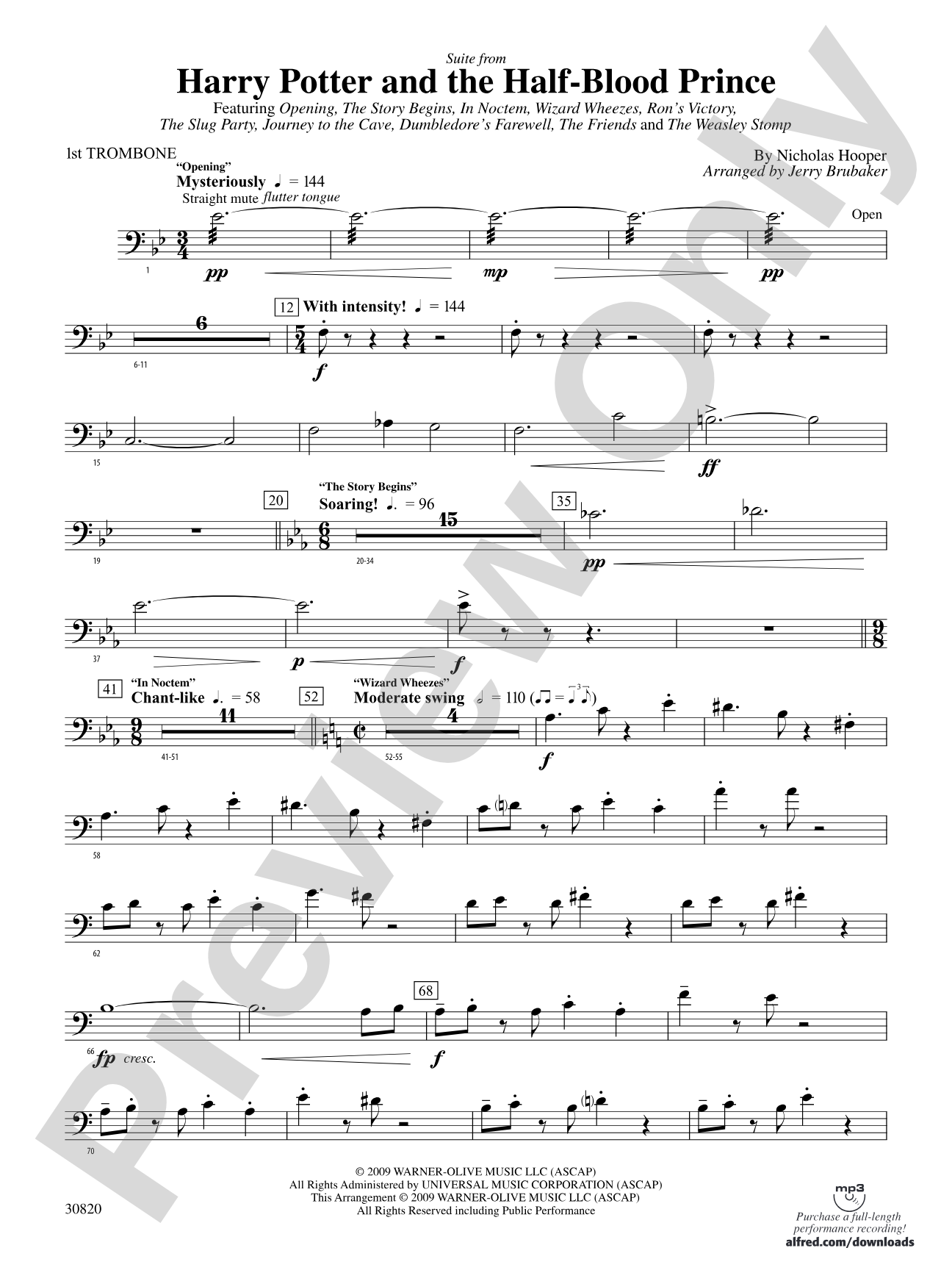 Harry Potter and the Half-Blood Prince, Suite from: 1st Trombone