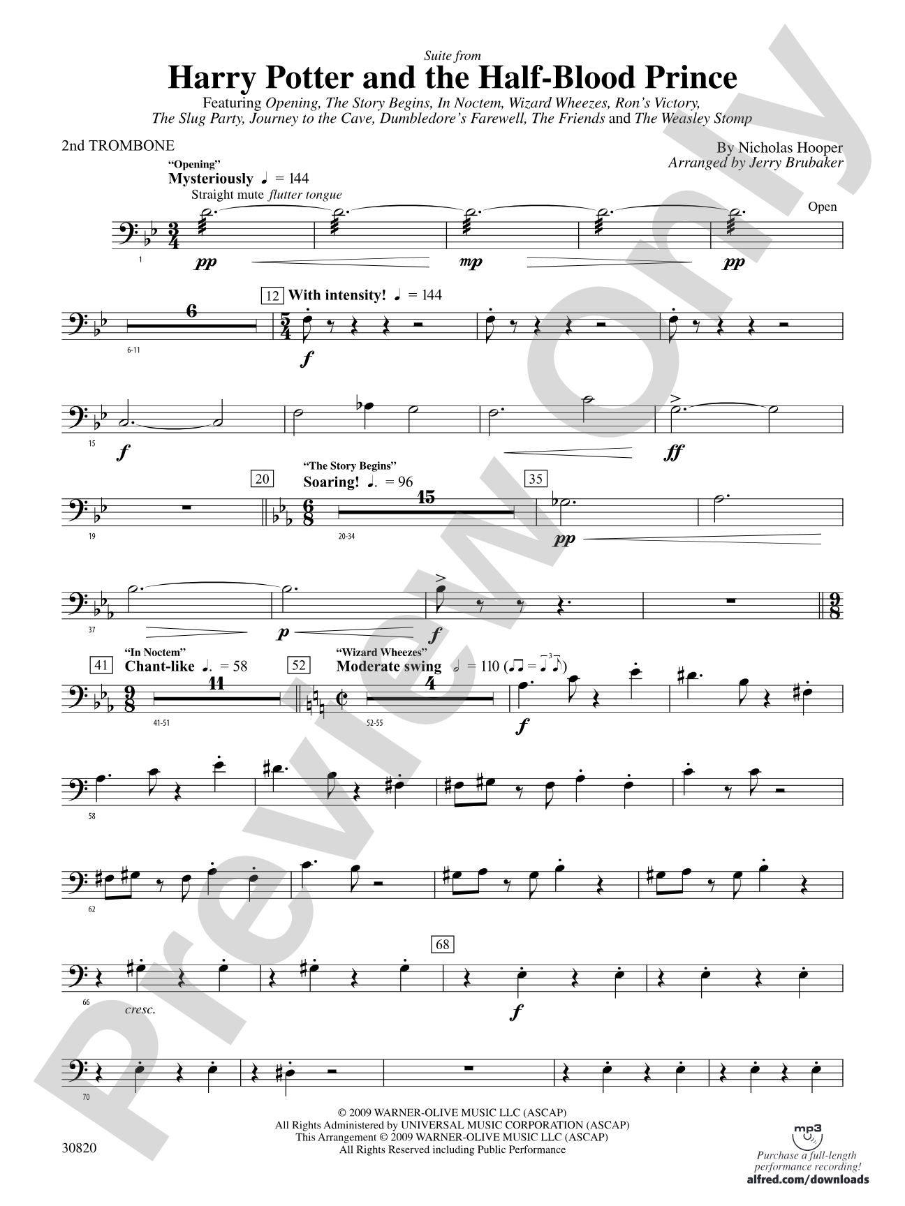 Harry Potter and the Half-Blood Prince, Suite from: 2nd Trombone