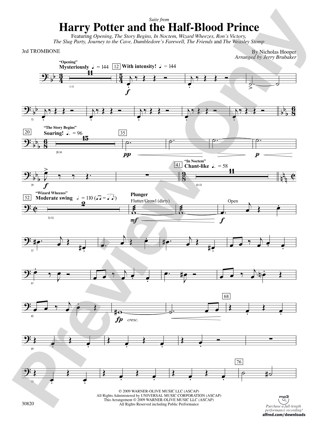 Harry Potter and the Half-Blood Prince, Suite from: 3rd Trombone