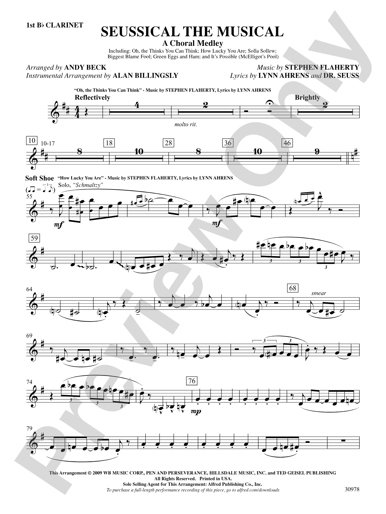 Seussical the Musical: A Choral Medley: 1st B-flat Clarinet: Choral SoundPax