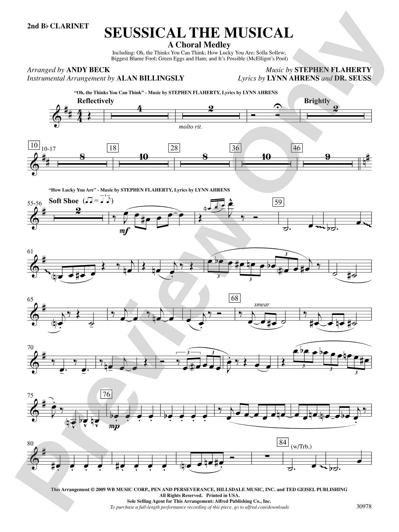 Seussical the Musical: A Choral Medley: 2nd B-flat Clarinet: Choral SoundPax