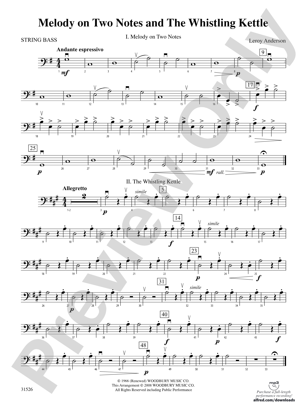 Melody on Two Notes and The Whistling Kettle: String Bass