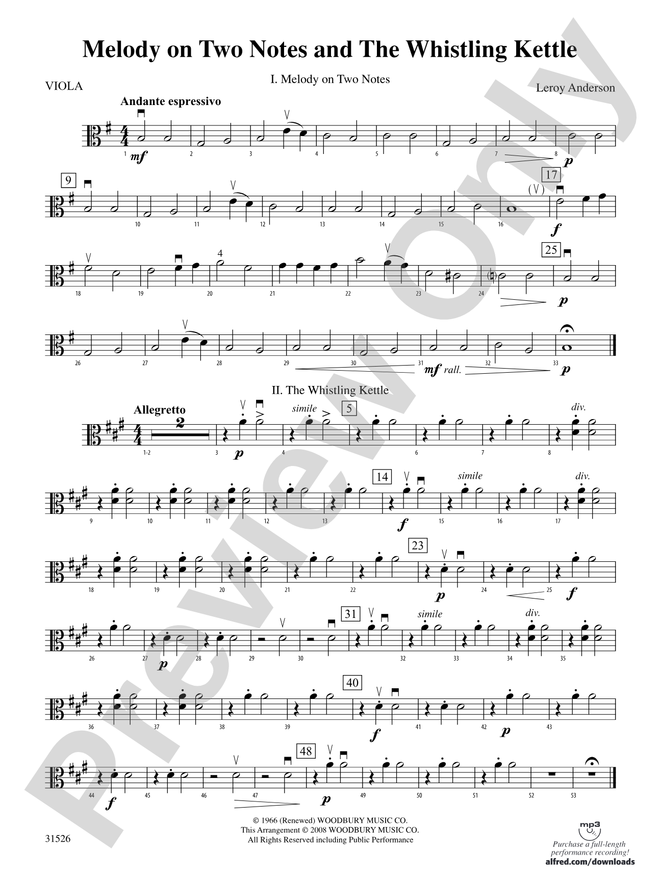 Melody on Two Notes and The Whistling Kettle: Viola