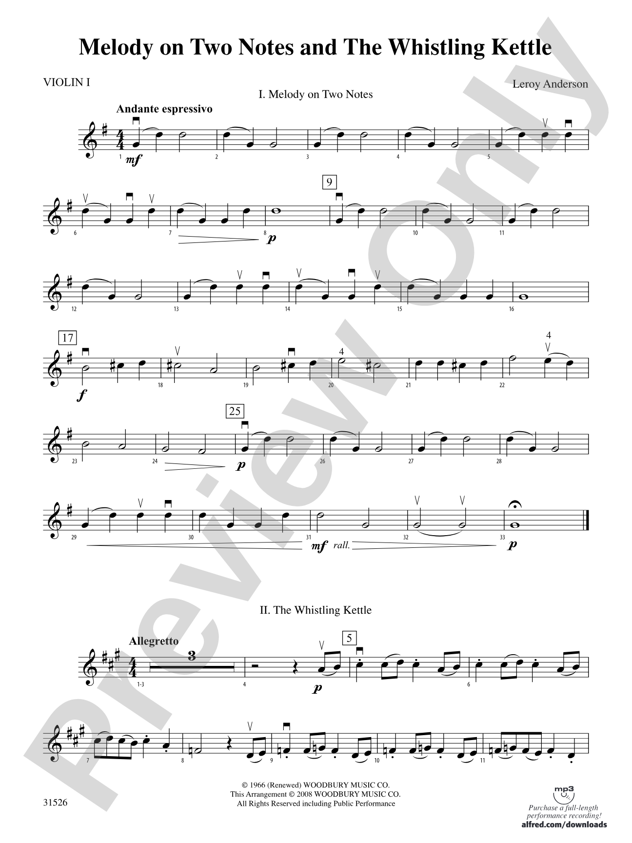 Melody on Two Notes and The Whistling Kettle: 1st Violin