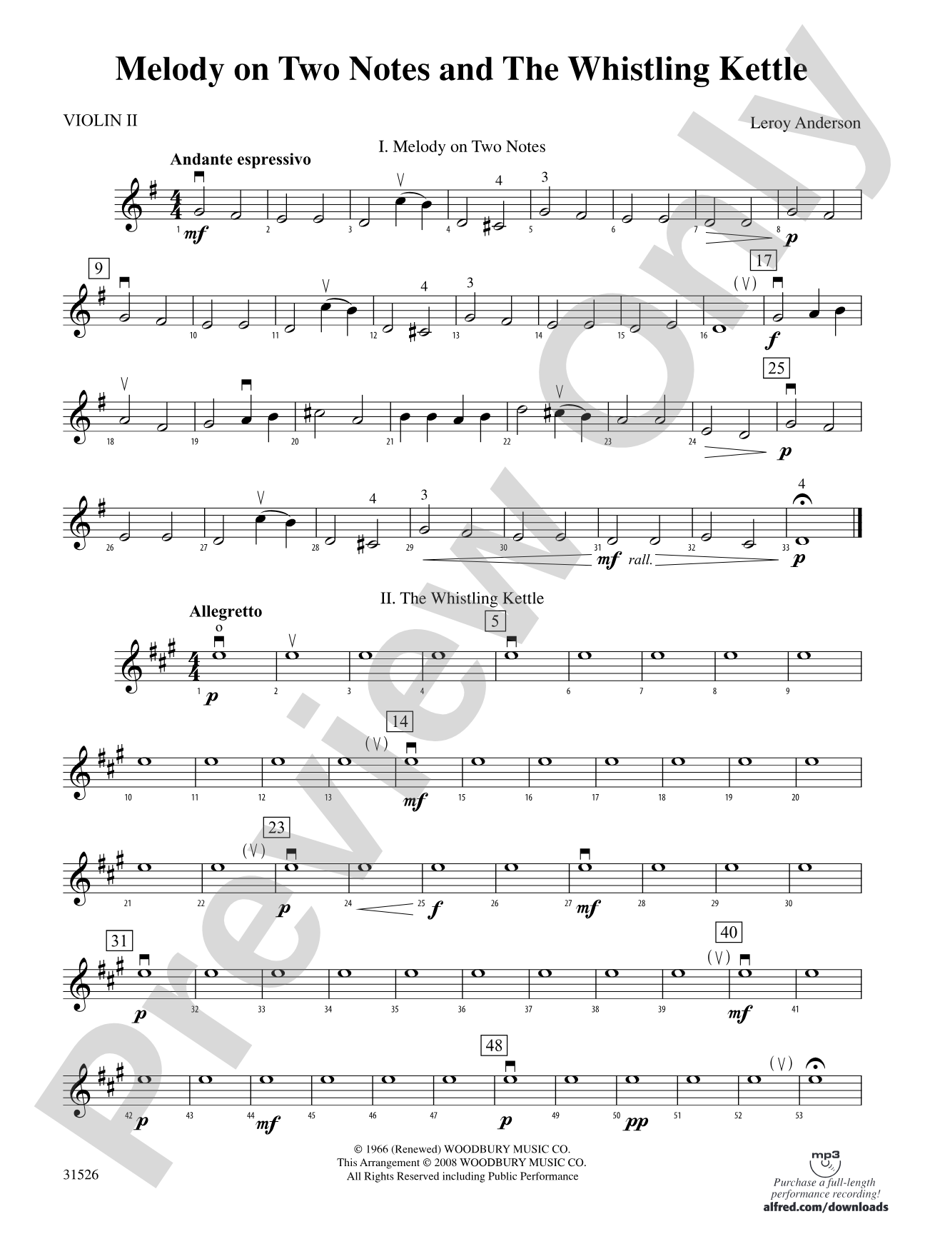 Melody on Two Notes and The Whistling Kettle: 2nd Violin