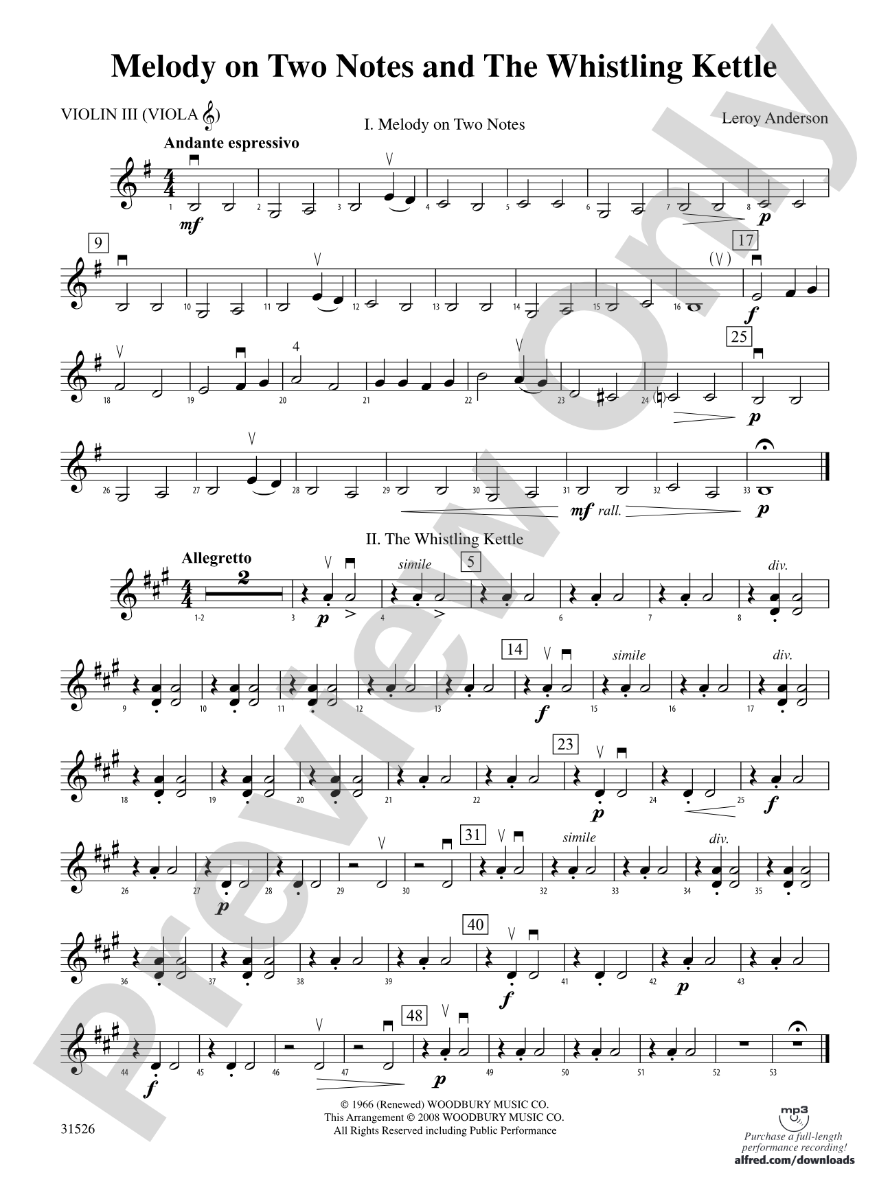 Melody on Two Notes and The Whistling Kettle: 3rd Violin (Viola [TC])