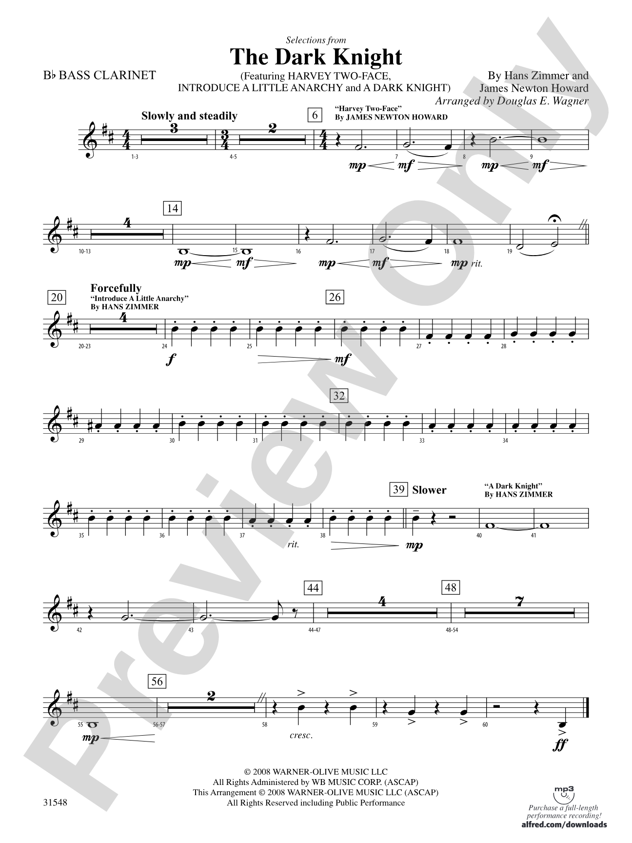 The Dark Knight, Selections from: B-flat Bass Clarinet