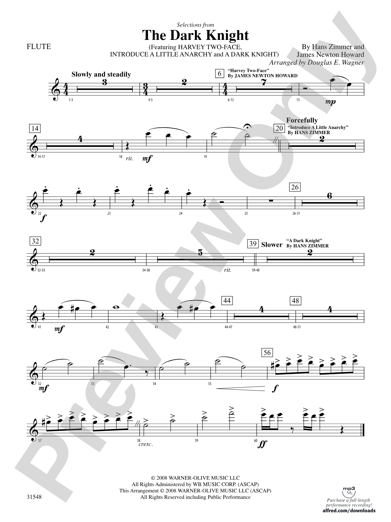 The Dark Knight, Selections from: Flute