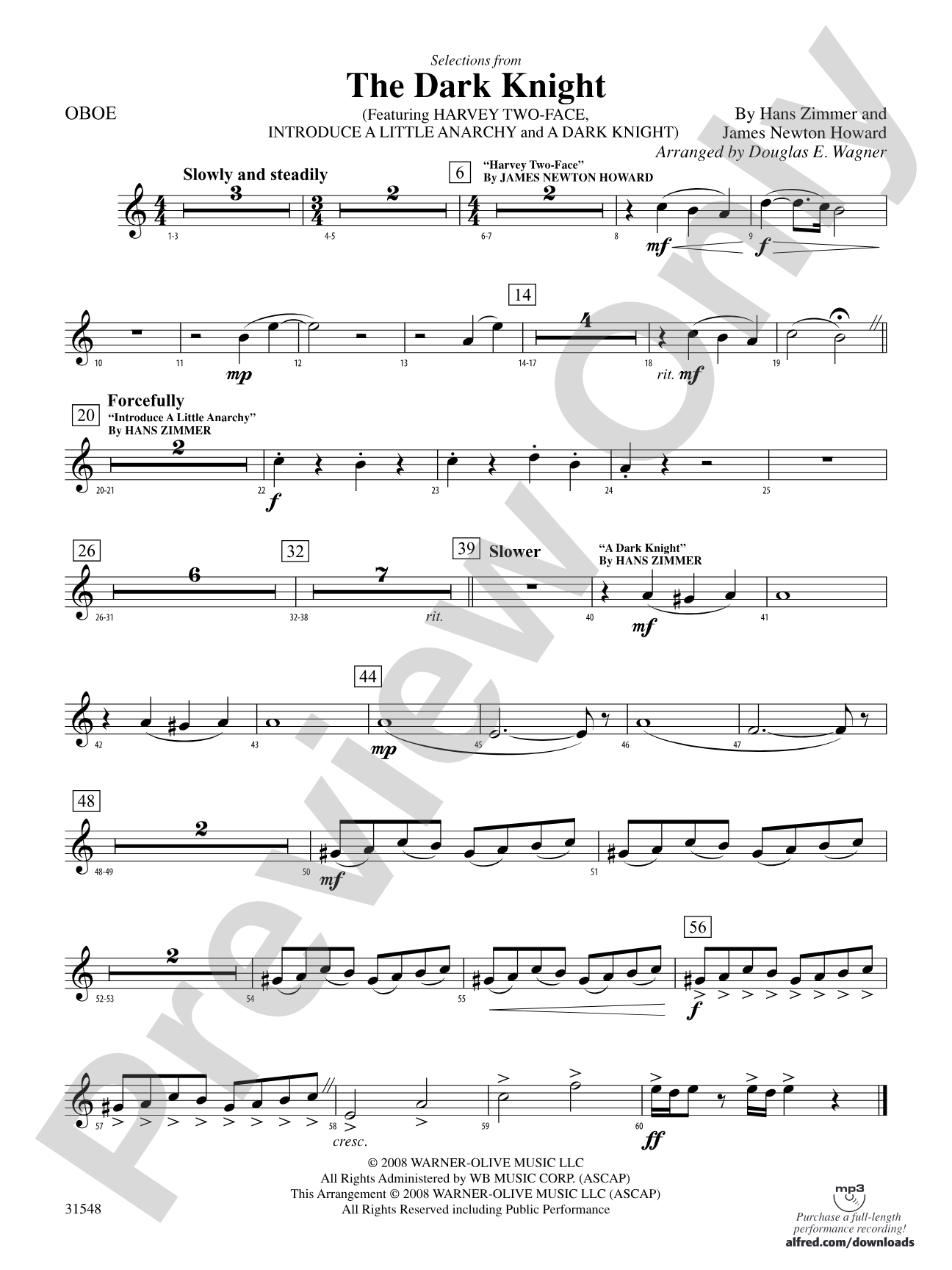 The Dark Knight, Selections from: Oboe