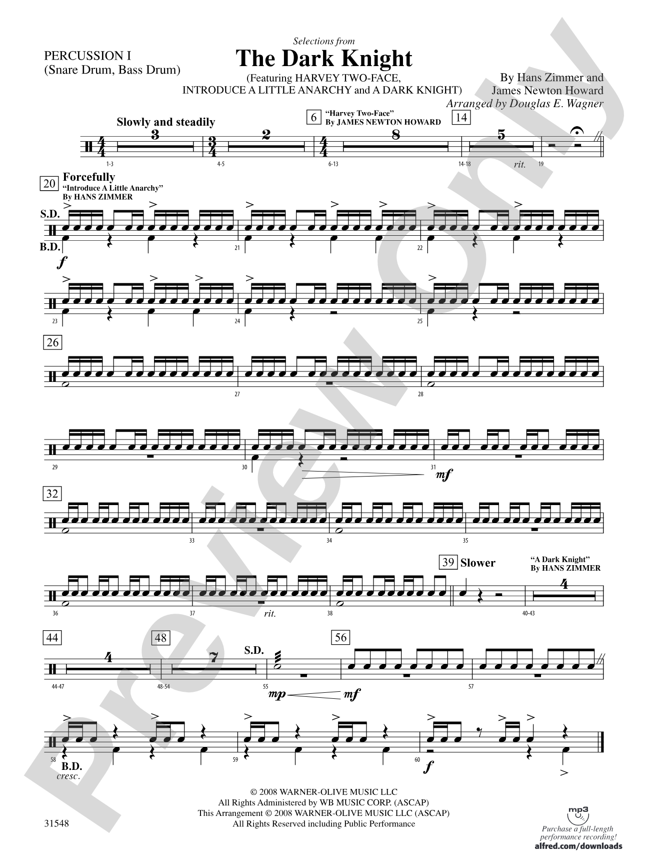 The Dark Knight, Selections from: 1st Percussion