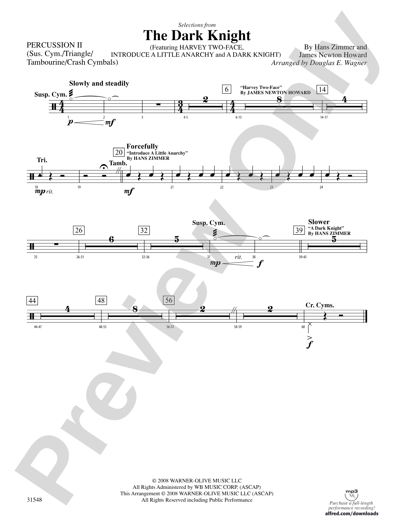 The Dark Knight, Selections from: 2nd Percussion