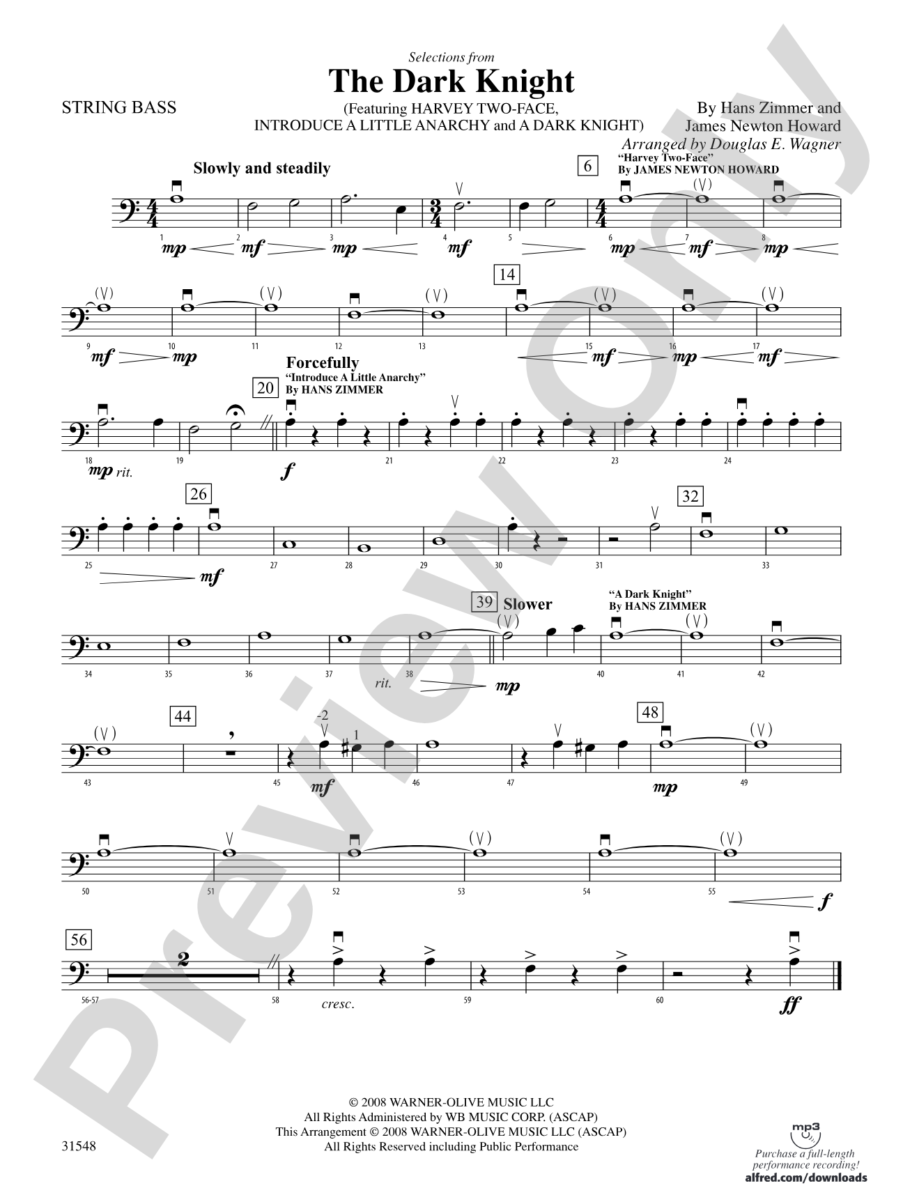 The Dark Knight, Selections from: String Bass