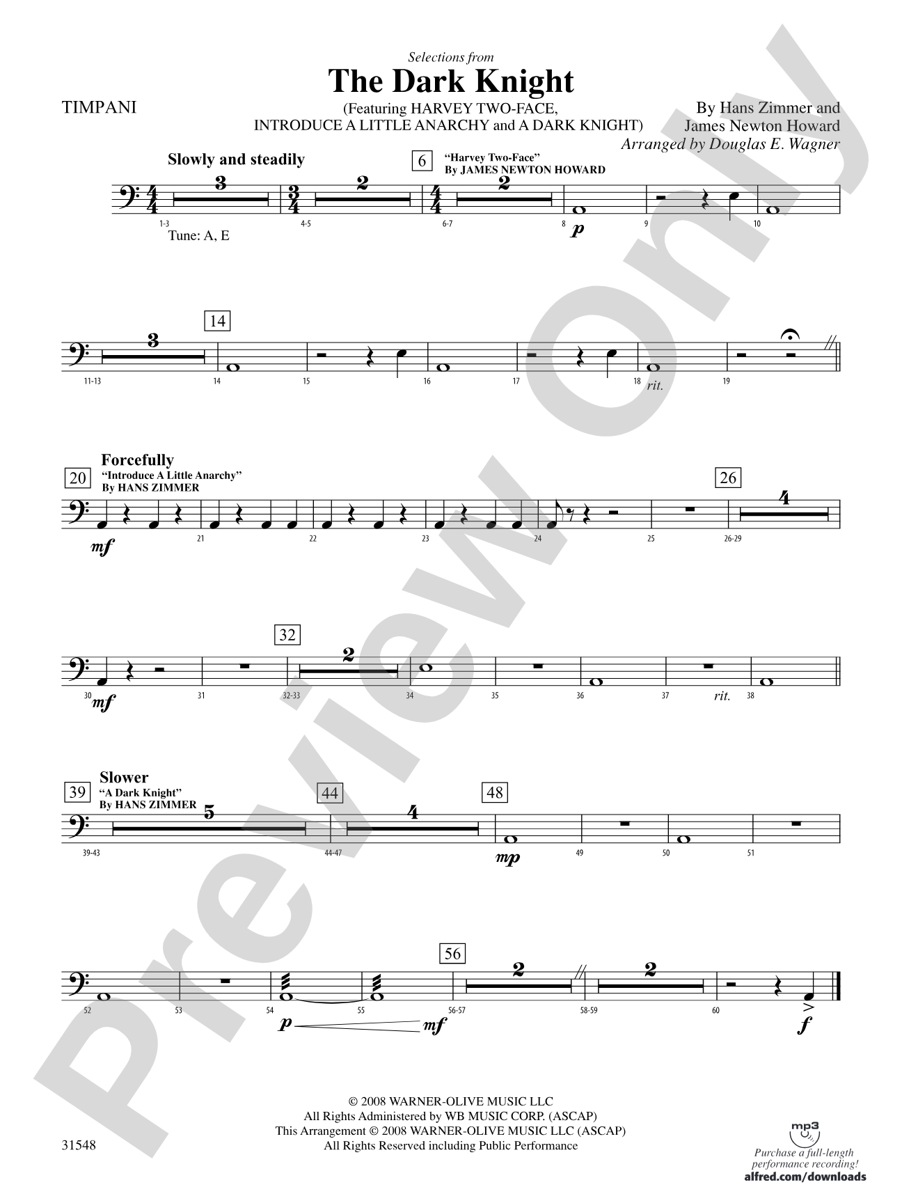 The Dark Knight, Selections from: Timpani
