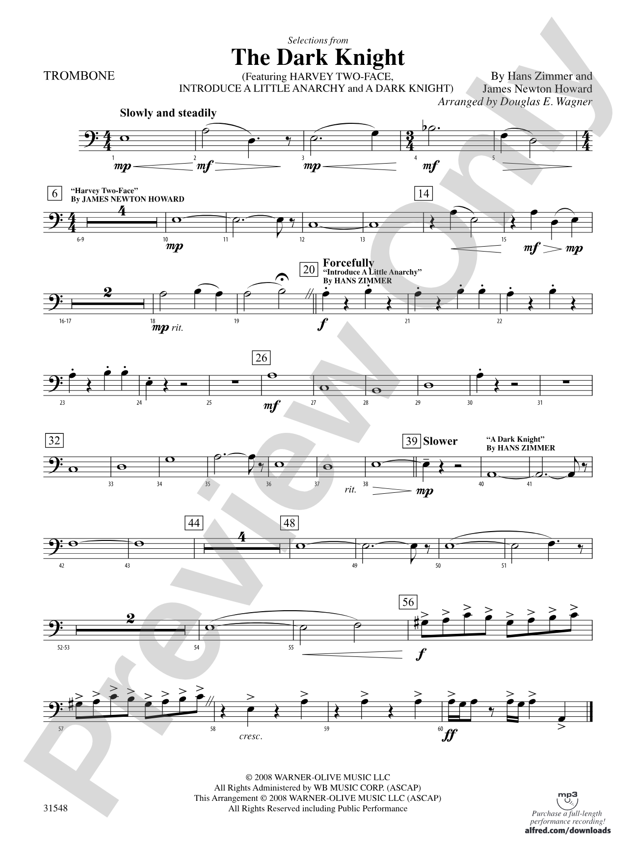 The Dark Knight, Selections from: 1st Trombone