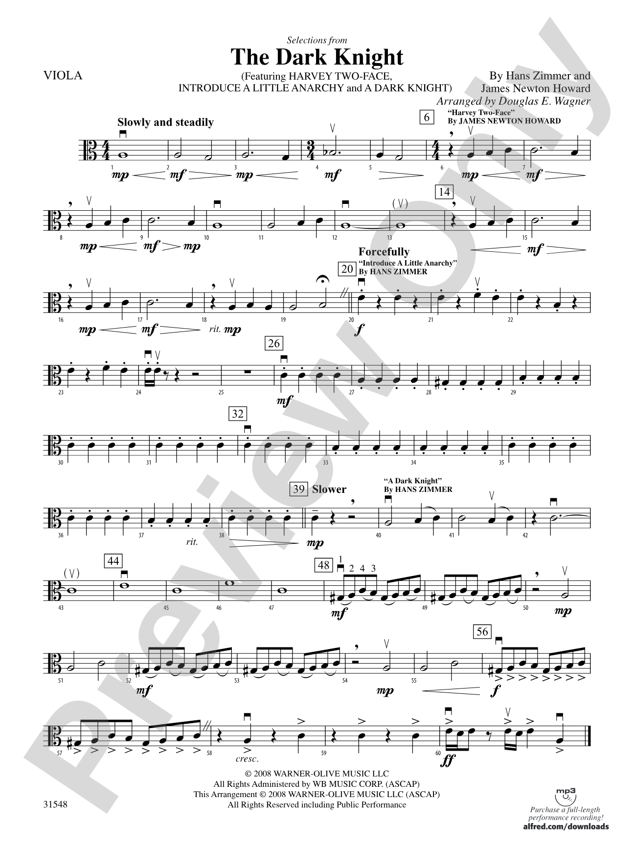The Dark Knight, Selections from: Viola