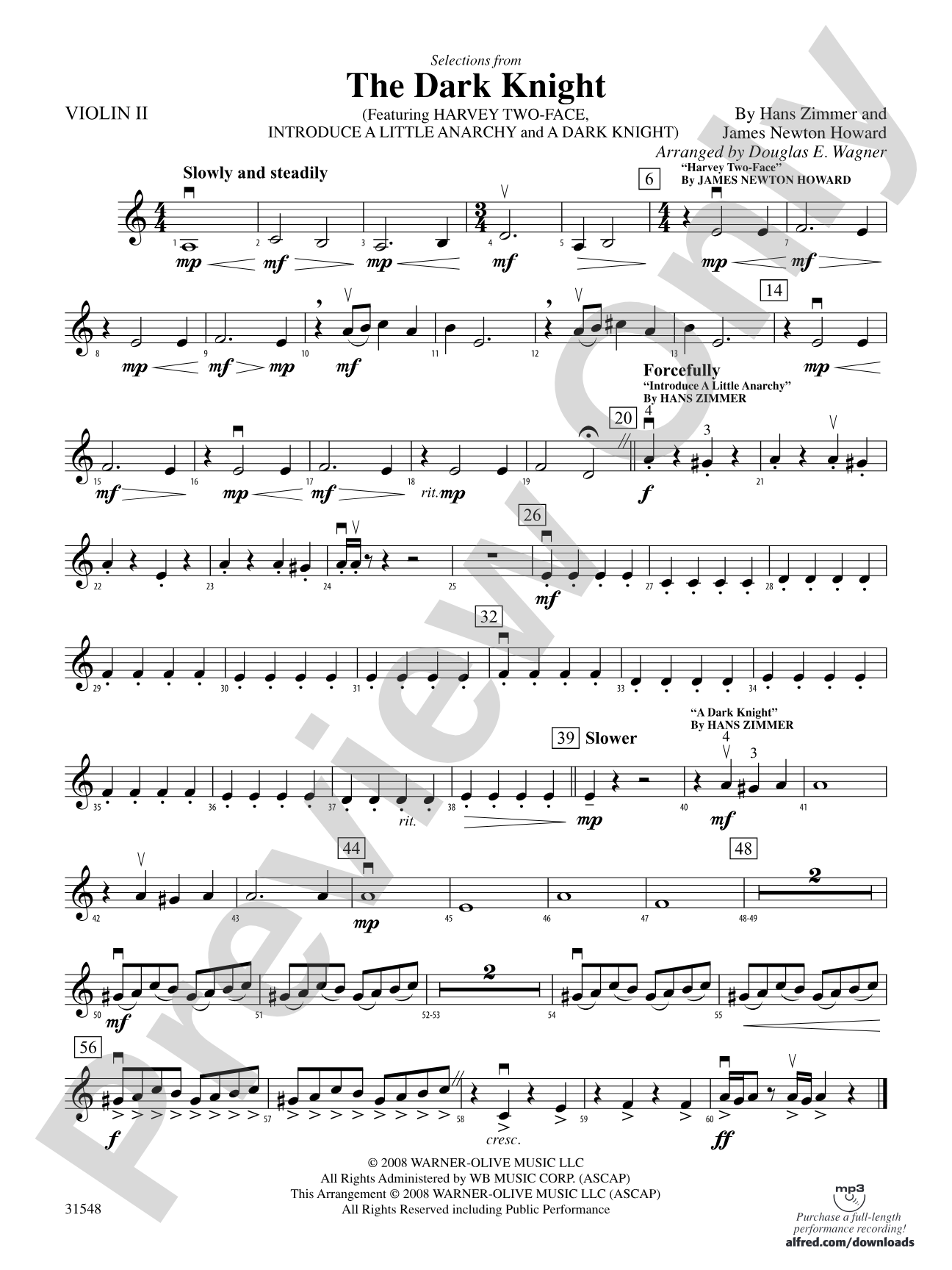The Dark Knight, Selections from: 2nd Violin