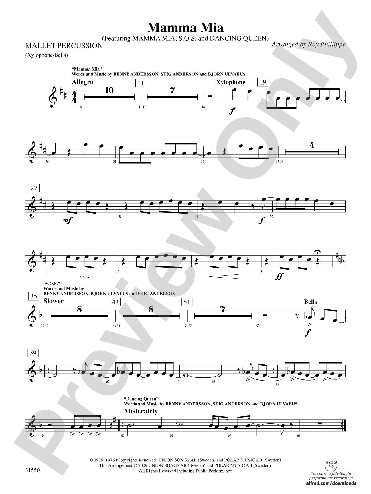 Mamma Mia, Selections from: Mallets