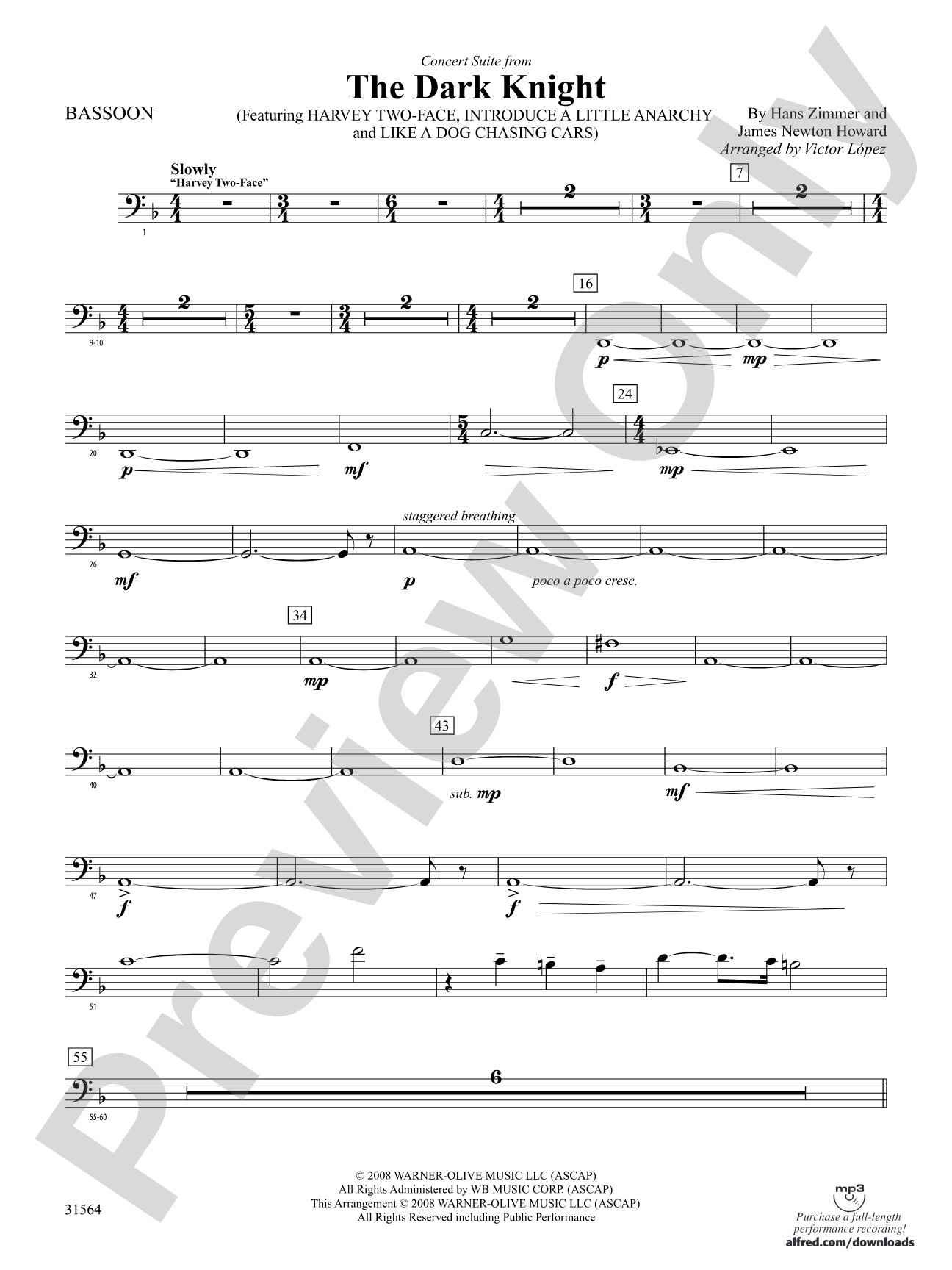 The Dark Knight, Concert Suite from: Bassoon