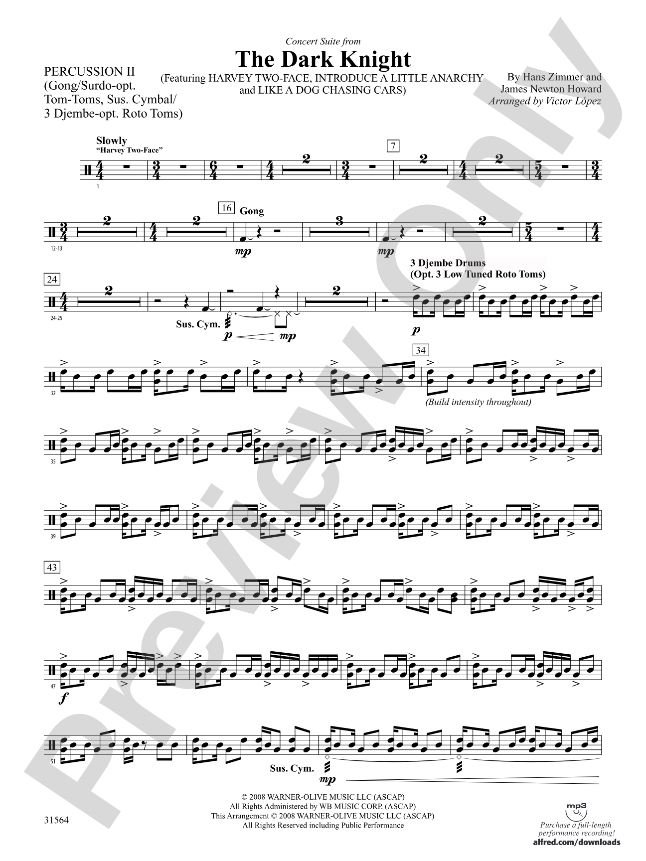 The Dark Knight, Concert Suite from: 2nd Percussion