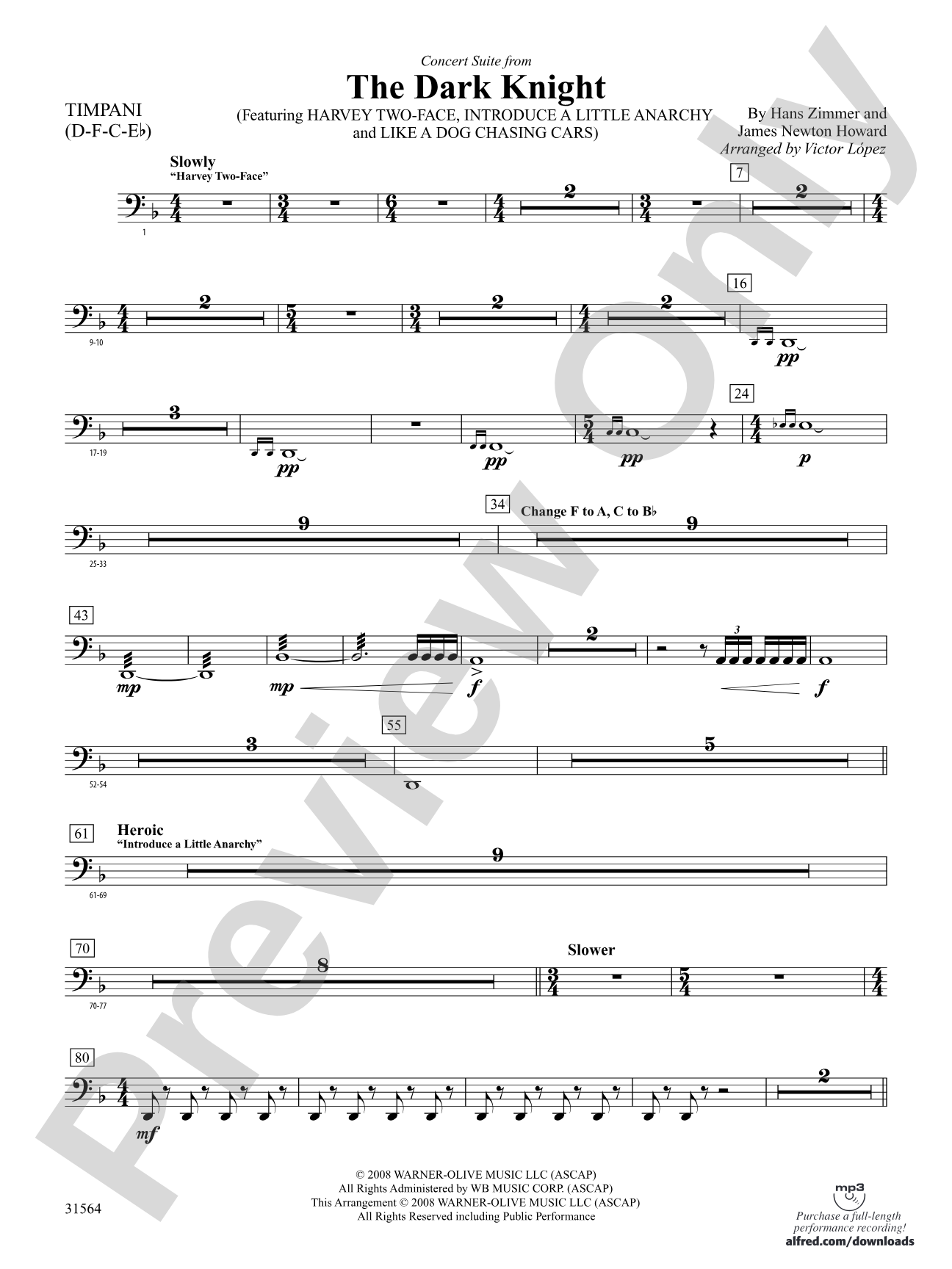 The Dark Knight, Concert Suite from: Timpani