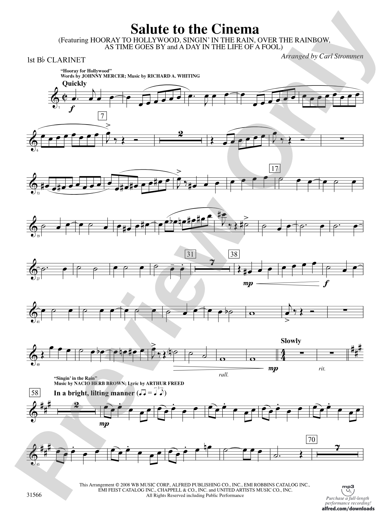 Salute to the Cinema: 1st B-flat Clarinet