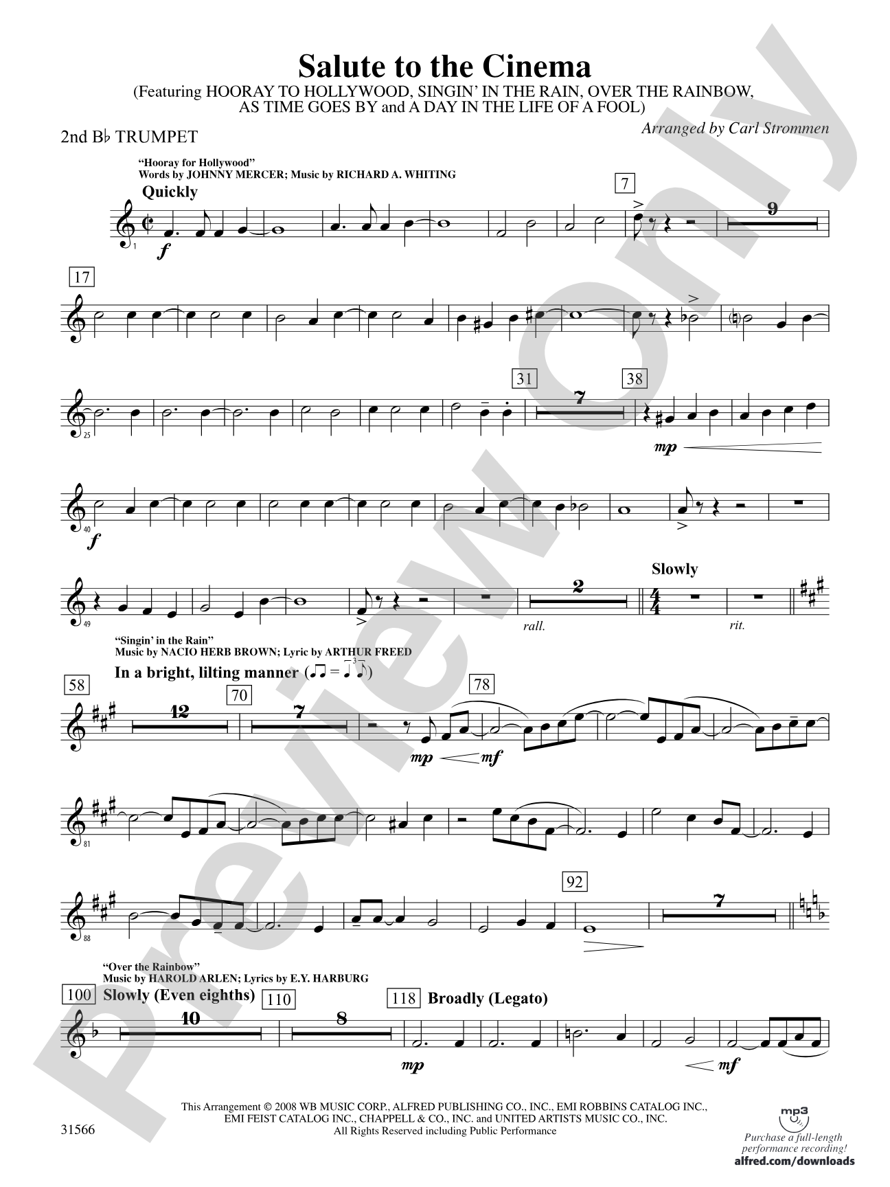 Salute to the Cinema: 2nd B-flat Trumpet