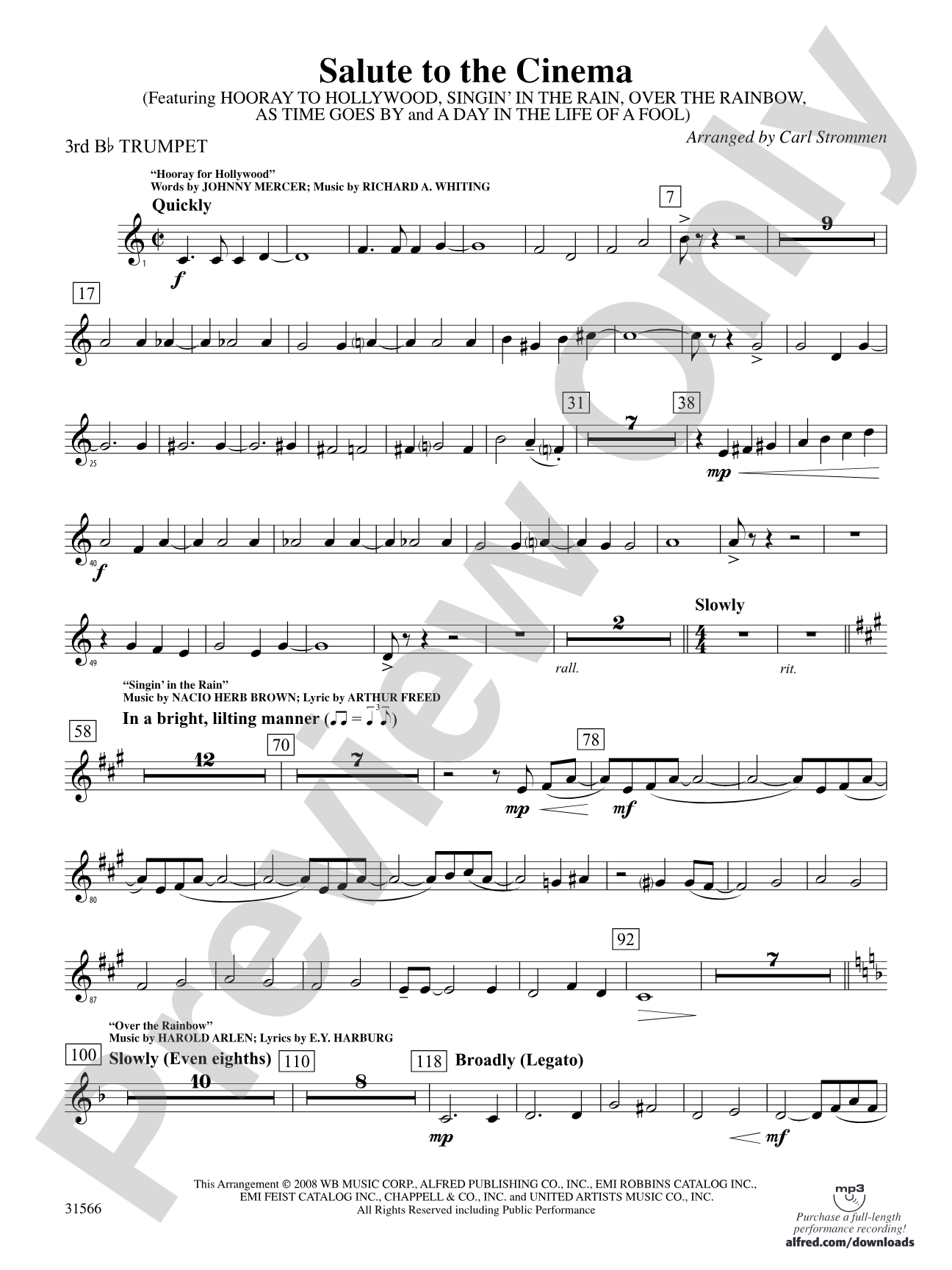 Salute to the Cinema: 3rd B-flat Trumpet