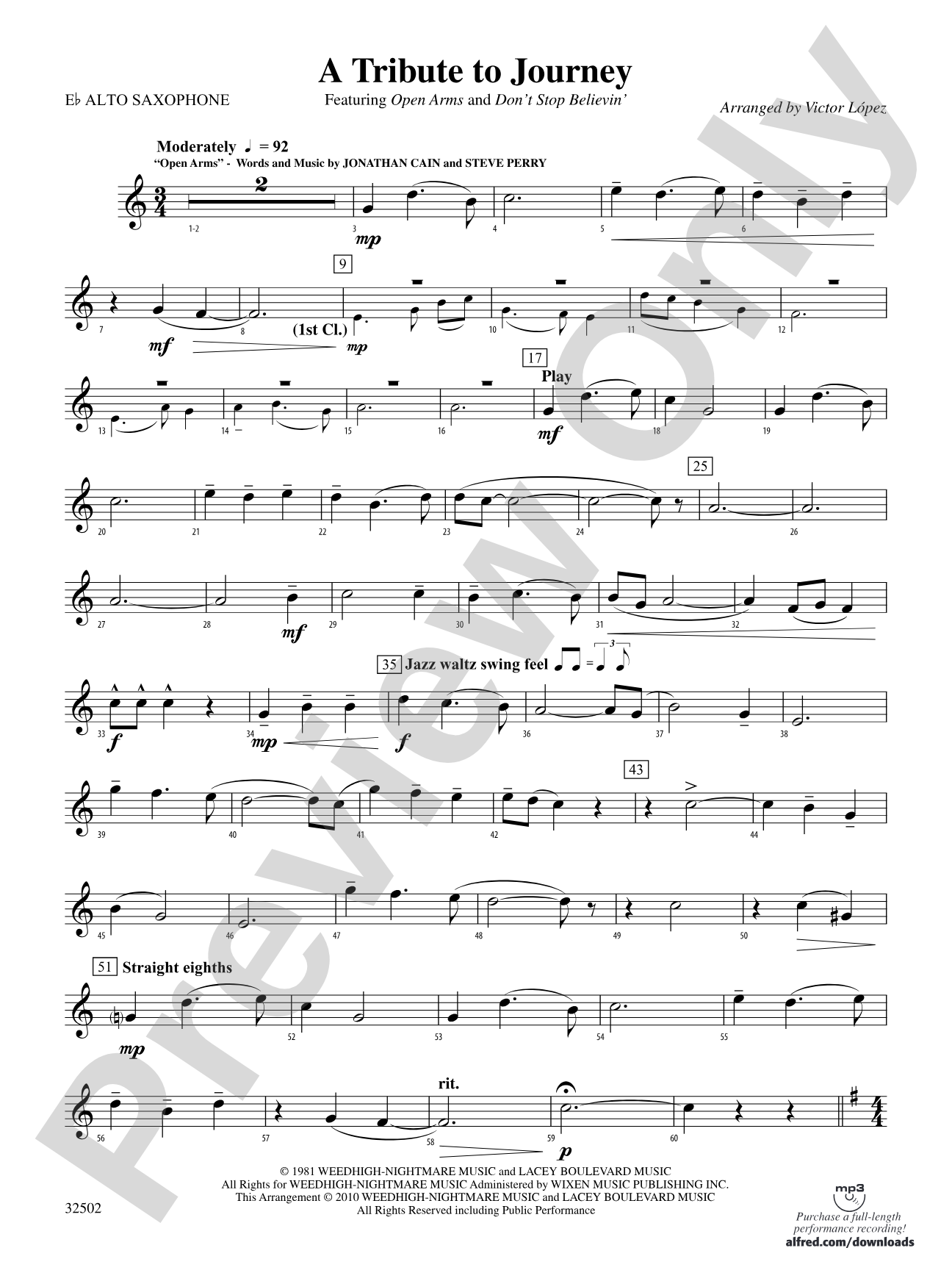 A Tribute to Journey: E-flat Alto Saxophone