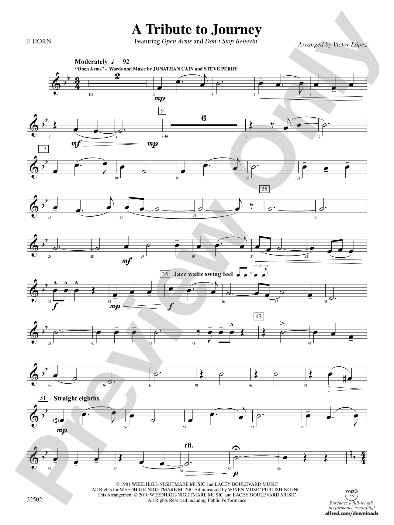 A Tribute to Journey: 1st F Horn