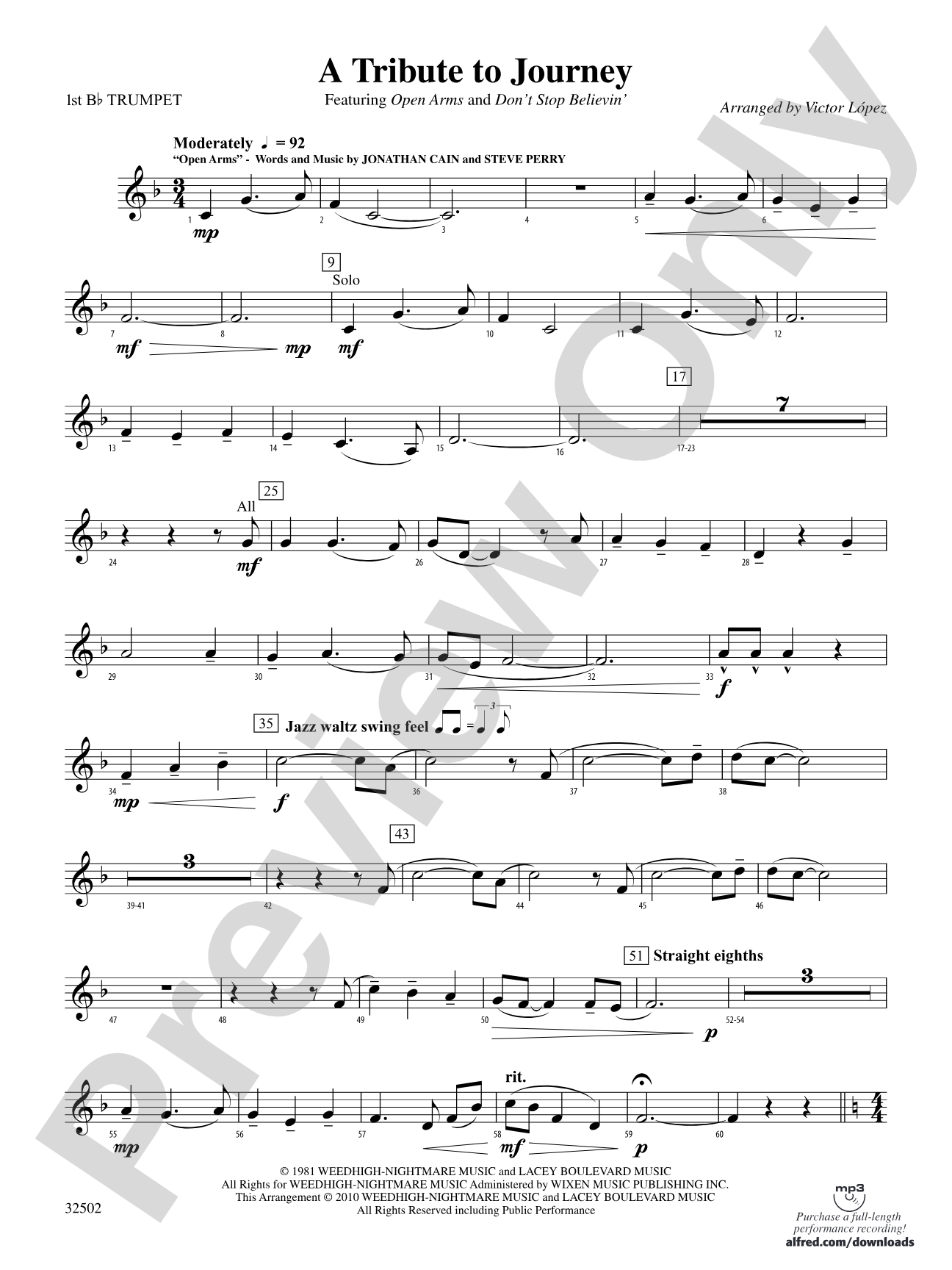 A Tribute to Journey: 1st B-flat Trumpet