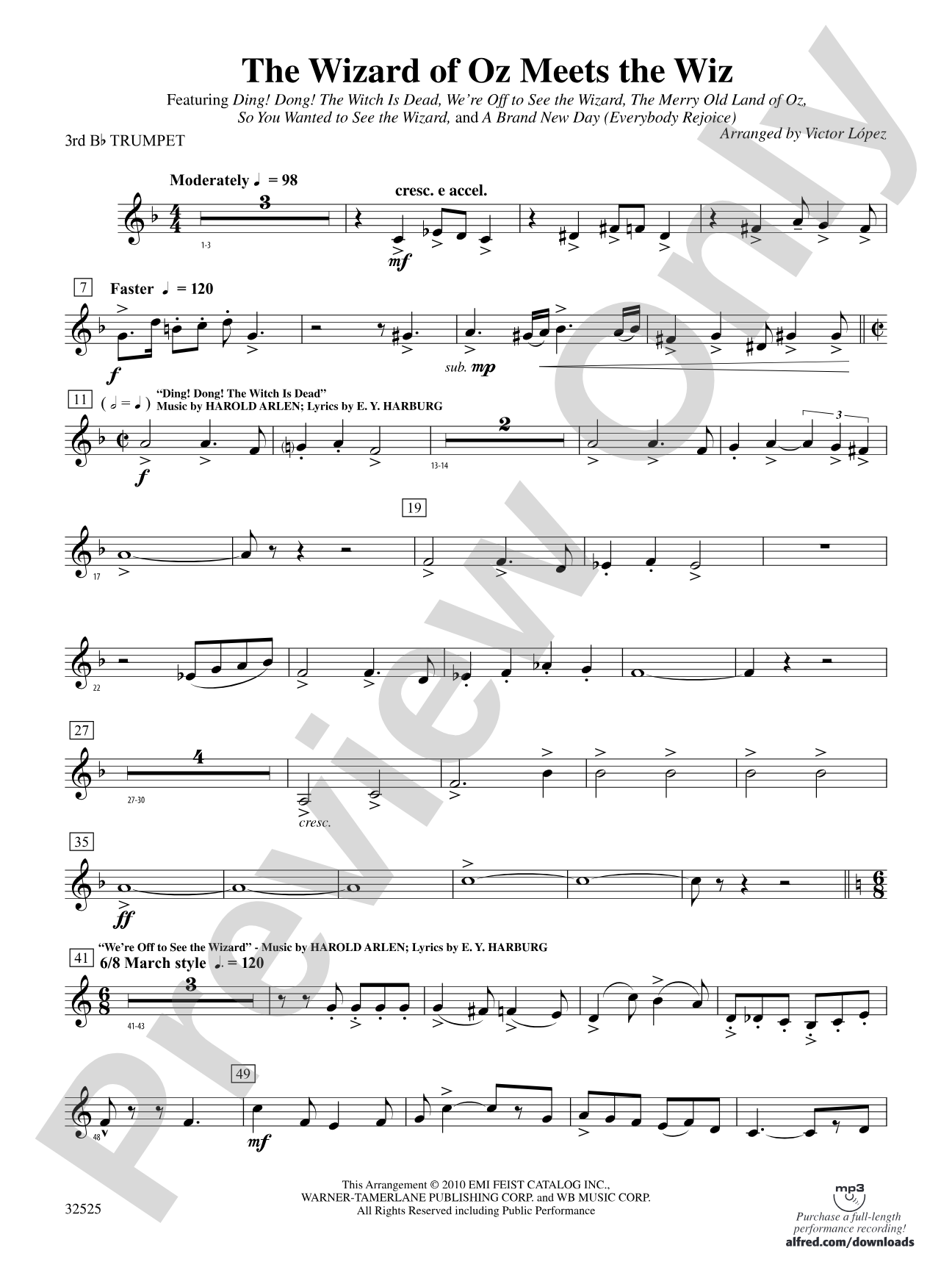 The Wizard of Oz Meets The Wiz: 3rd B-flat Trumpet